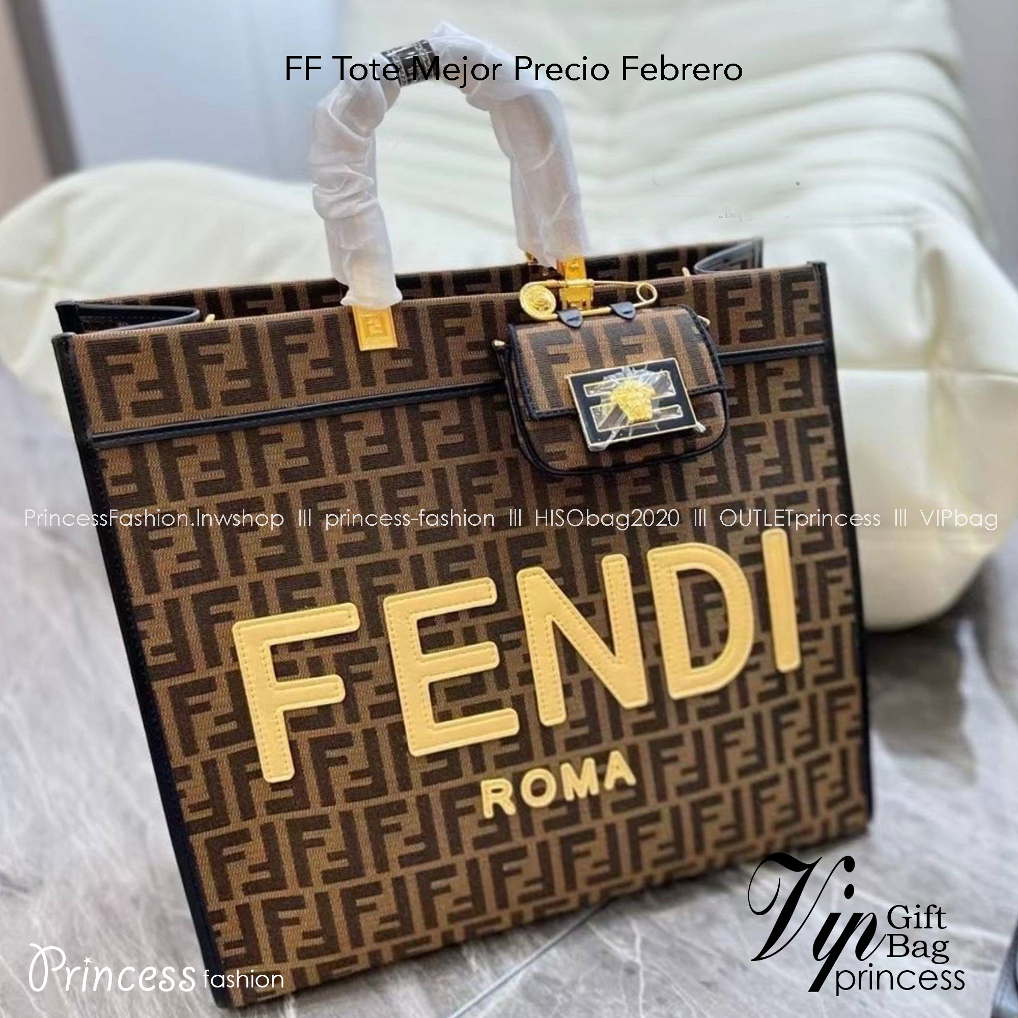 FENDI Tote Mejor Precio Febrero 2023 / FENDI SHOPPING BAG กระเป๋าสะพายโท้ท เซต 2 in 1 ลายFF ทรงนี้คือทรงสุดฮิตใช้งานง่ายใส่ของได้เยอะช่องใหญ่ งานปั้มแบรนด์ทุกจุดงานจริงสวยมาก สวยหรูพร้อมส่งค่ะ