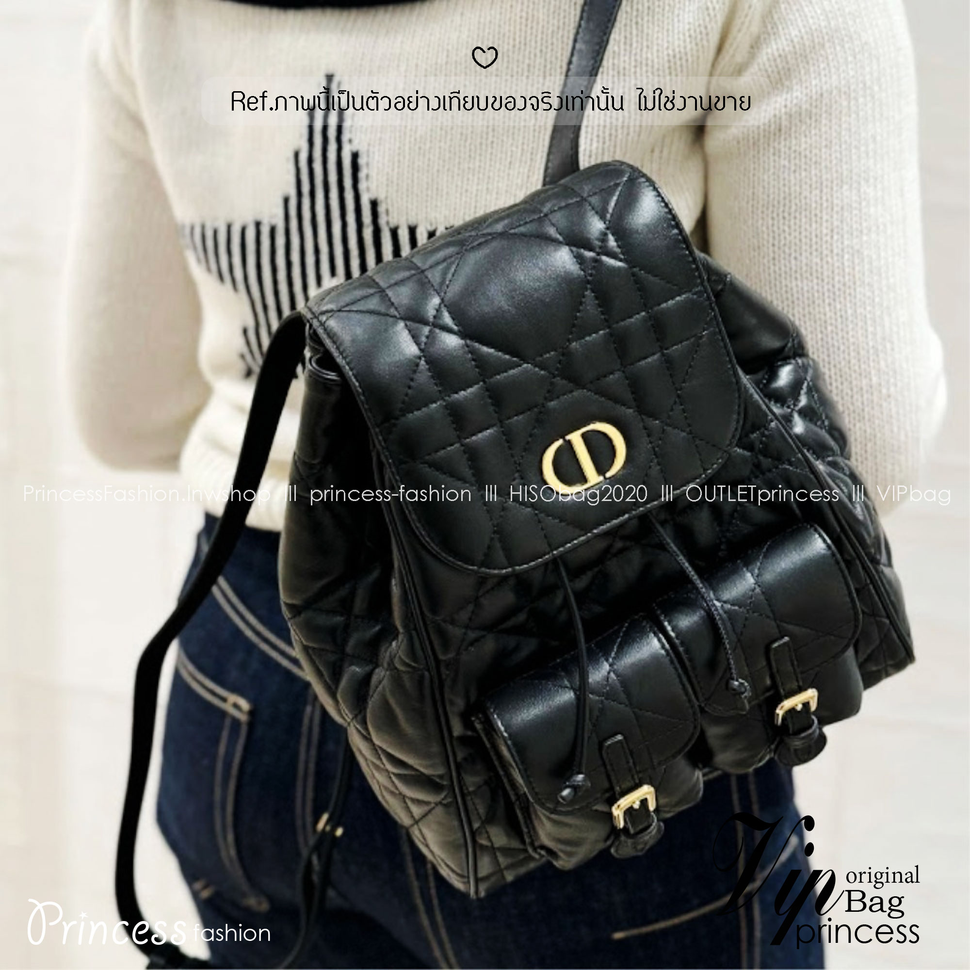 DIOR Medium Caro Backpack กระเป๋าเป้ไซส์กลาง ขนาดกำลังดีน่าใช้ หนังสวยเกินเรื่องมากๆ สัมผัสนิ่ม หรูหรา หูจับในตัวดีไซน์โค้งมนอะไหล่ทองสวยโดดเด่นไม่เหมือนใคร