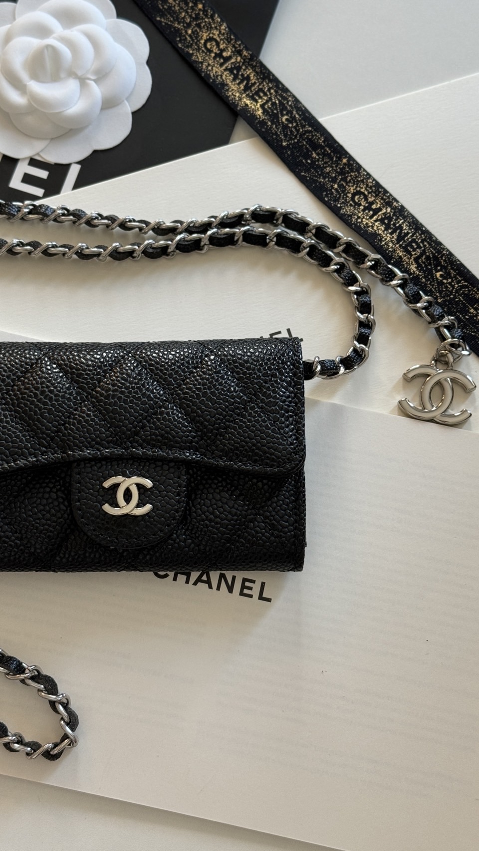 CHANEL mini wallet on chain crossbody กระเป๋าสตางค์พร้อมสายโซ่ หนังแท้ เกรดออริจินอล 1:1 สลับแท้