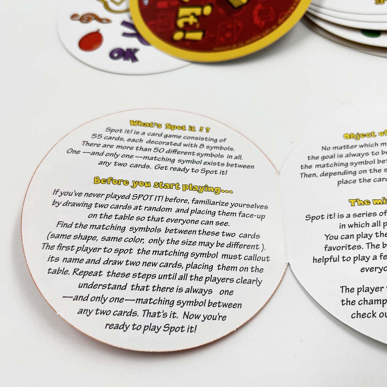 การ์ดเกมSpot it เกมจับคู่การ์ด