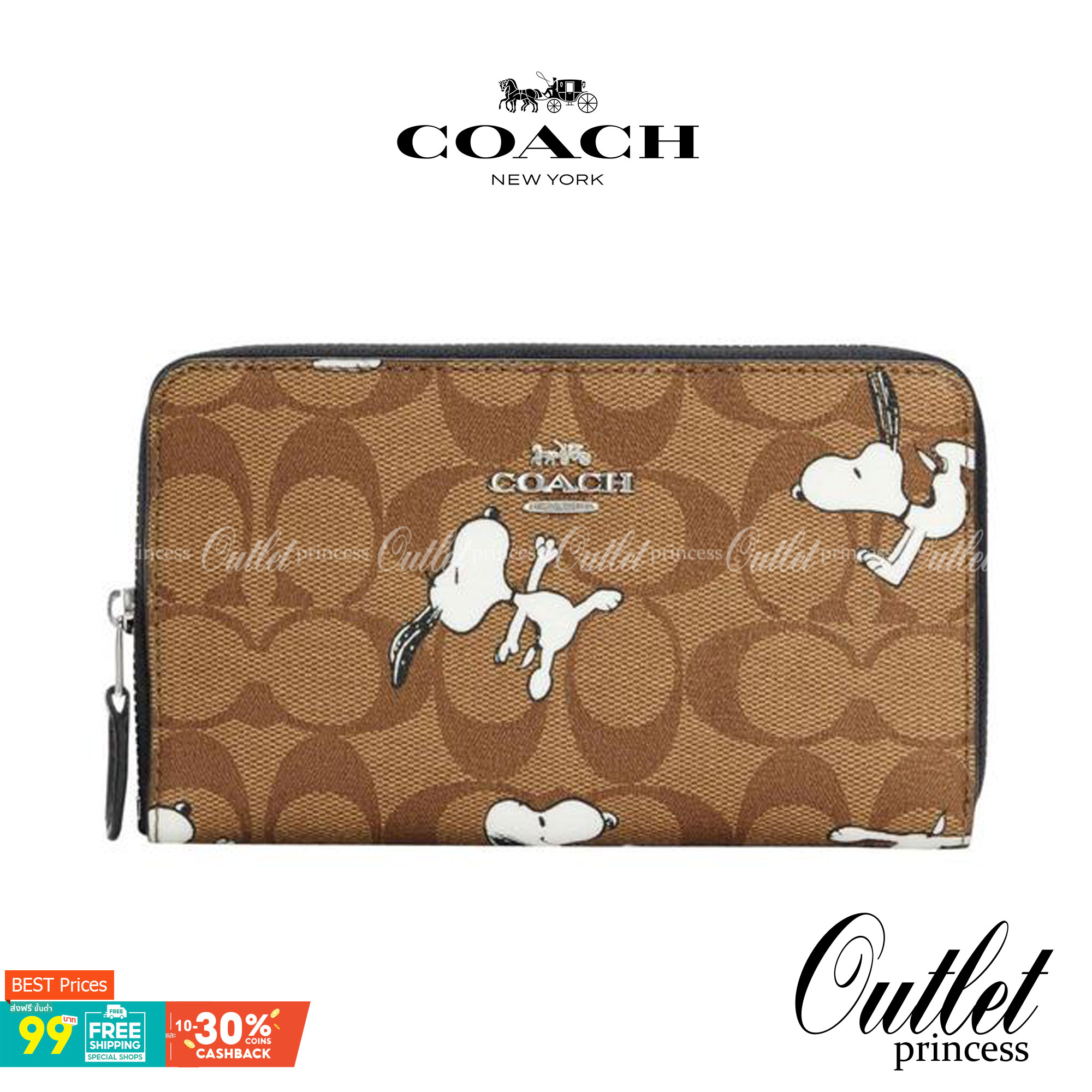 ทั้งสวย ทั้งน่ารัก อดใจไม่อยู่จ้าา💋COACH X PEANUTS MEDIUM ID ZIP WALLET WITH SNOOPY PRINT ((C4123)) 📣พร้อมส่งค่ะ! กระเป๋าเงินใบกลาง ขนาดพอดีๆ 🔺ตัวกระเป๋าทั้งใบปริ้นลายการ์ตูนSnoopy ดูซุกซน น่ารักมากๆค่ะ