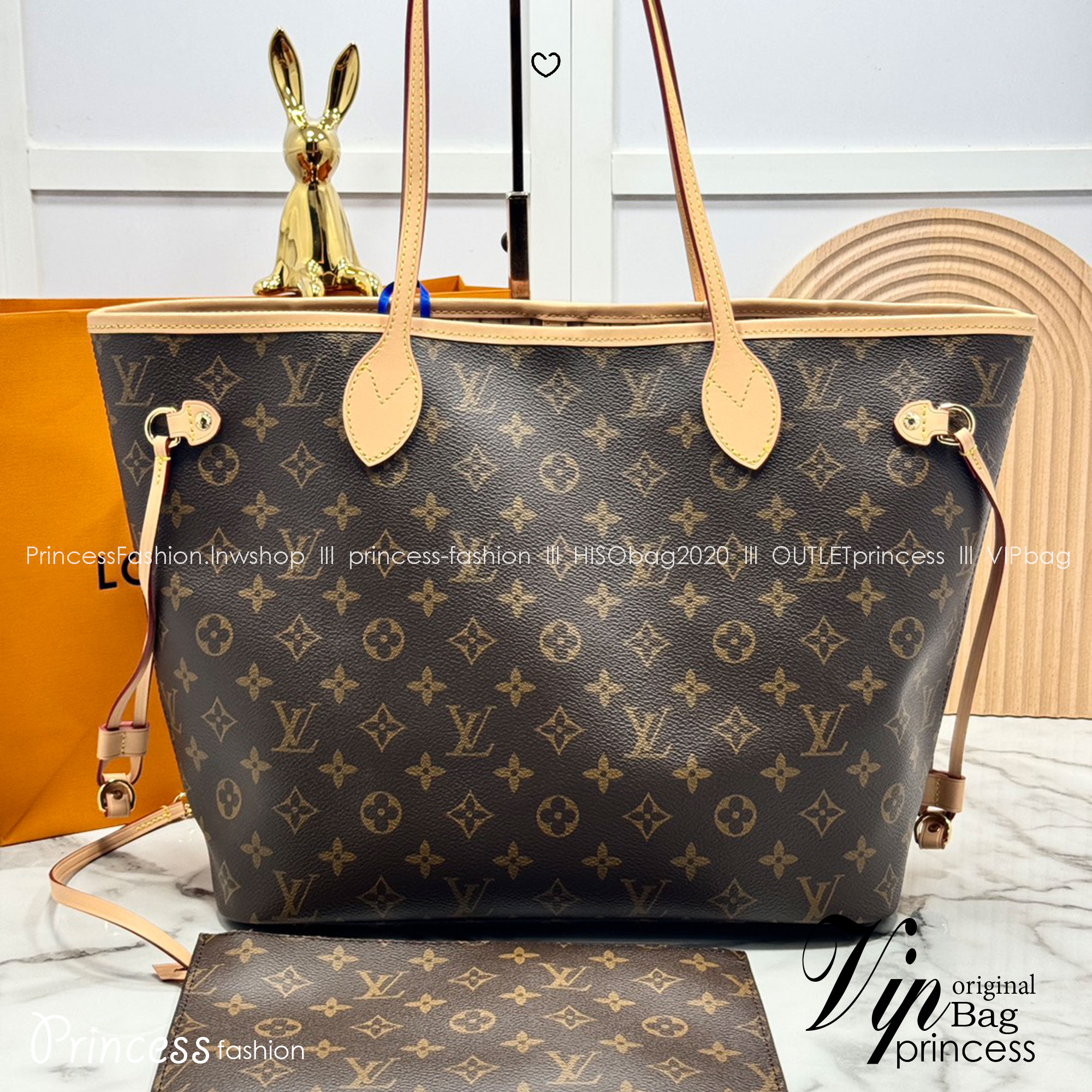 ORI หนังแท้ | LV Neverfull bag Size M Monogram Canvas กระเป๋าสะพายทรงโท้ท ดีไซน์คลาสสิกเหนือกาลเวลาเข้ากับดีเทลที่สืบทอดมายาวนาน แคนวาสแต่งขอบหนัง