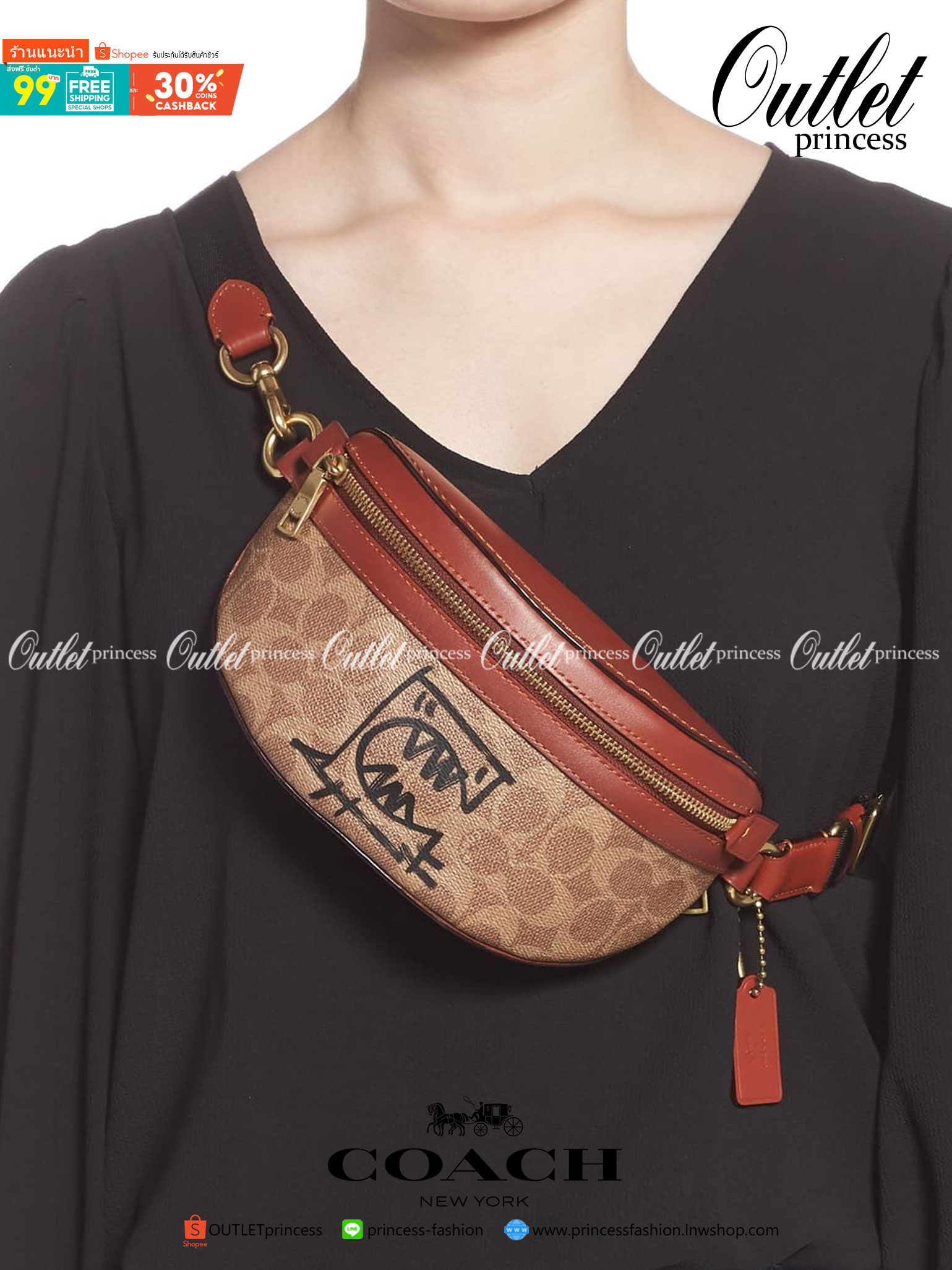 LIMITED EDITION !! COACH BELT BAG IN SIGNATURE WITH REXY BY GUANG YU กลับมาอีกครั้งกับ Coach X Disney สวยงามมากๆค่ะ คาดอก คาดเอวได้ ลาย C ตัดขอบหนังเรียบ มีช่องซิปทั้งหน้า//หลัง ใส่มือถือได้ทุกรุ่น;พาสปอร์ตได้ ;กระเป๋าเงินใบกลางได้;อื่นๆจำเป็นได้ครบค่ะ.