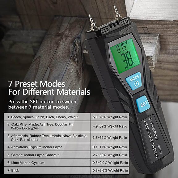 เครื่องวัดความชื้นพื้นคอนกรีต ผนังบ้าน ไม้ ตรวจหาความชื้น ยี่ห้อ Inkbirdplus