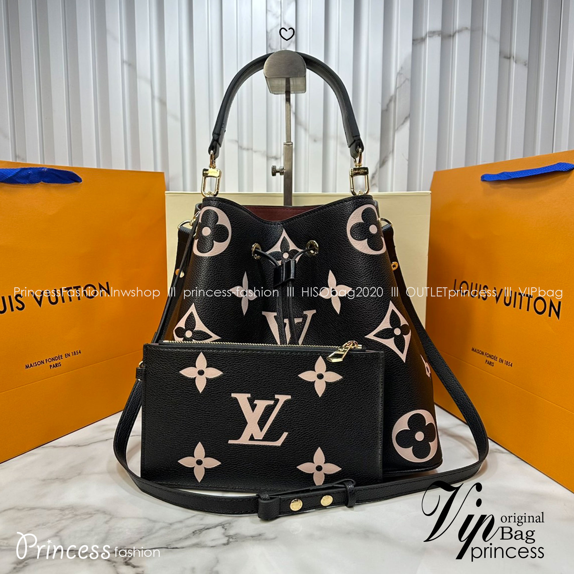 ORI หนังแท้ | LV NeoNoe MM Bucket bag Monogram Flower กระเป๋าสะพายทรงบัคเก็ต เอกลักษณ์ LV และลาย Monogram Flower อันโดดเด่นเพิ่มสไตล์ มีเสน่ห์ชวนหลงใหล