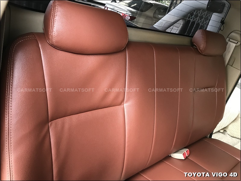 ชุดหุ้มเบาะรถยนต์ VIGO 4ประตู หนังPVC เกรดA หนา1มิล สีน้ำตาลเข้ม