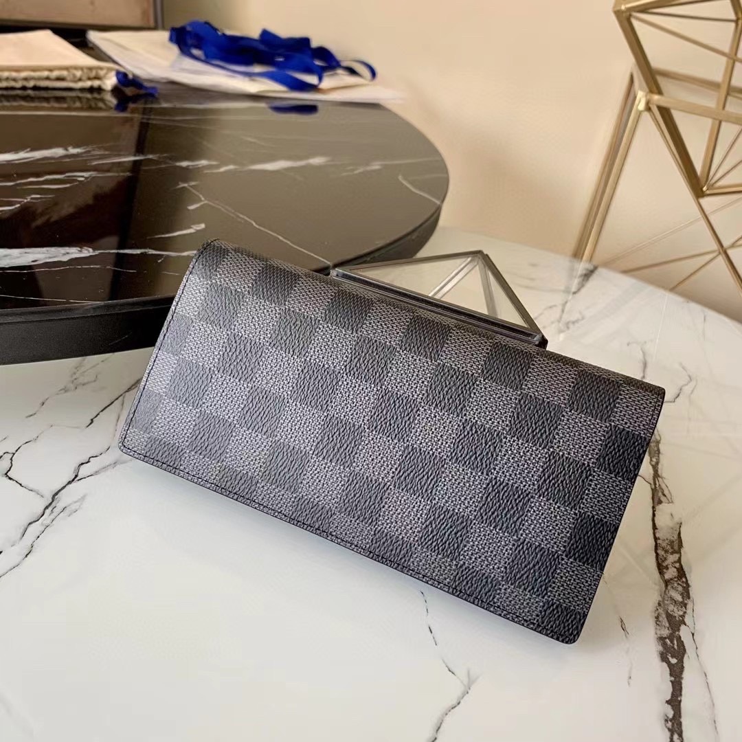 LV Brazza wallet Damier Graphite Canvas Black กระเป๋าสตางค์ใบยาว หนังแท้ เกรดท็อปออริ เกรดดีสุด 1:1 ใช้งานต่างประเทศได้