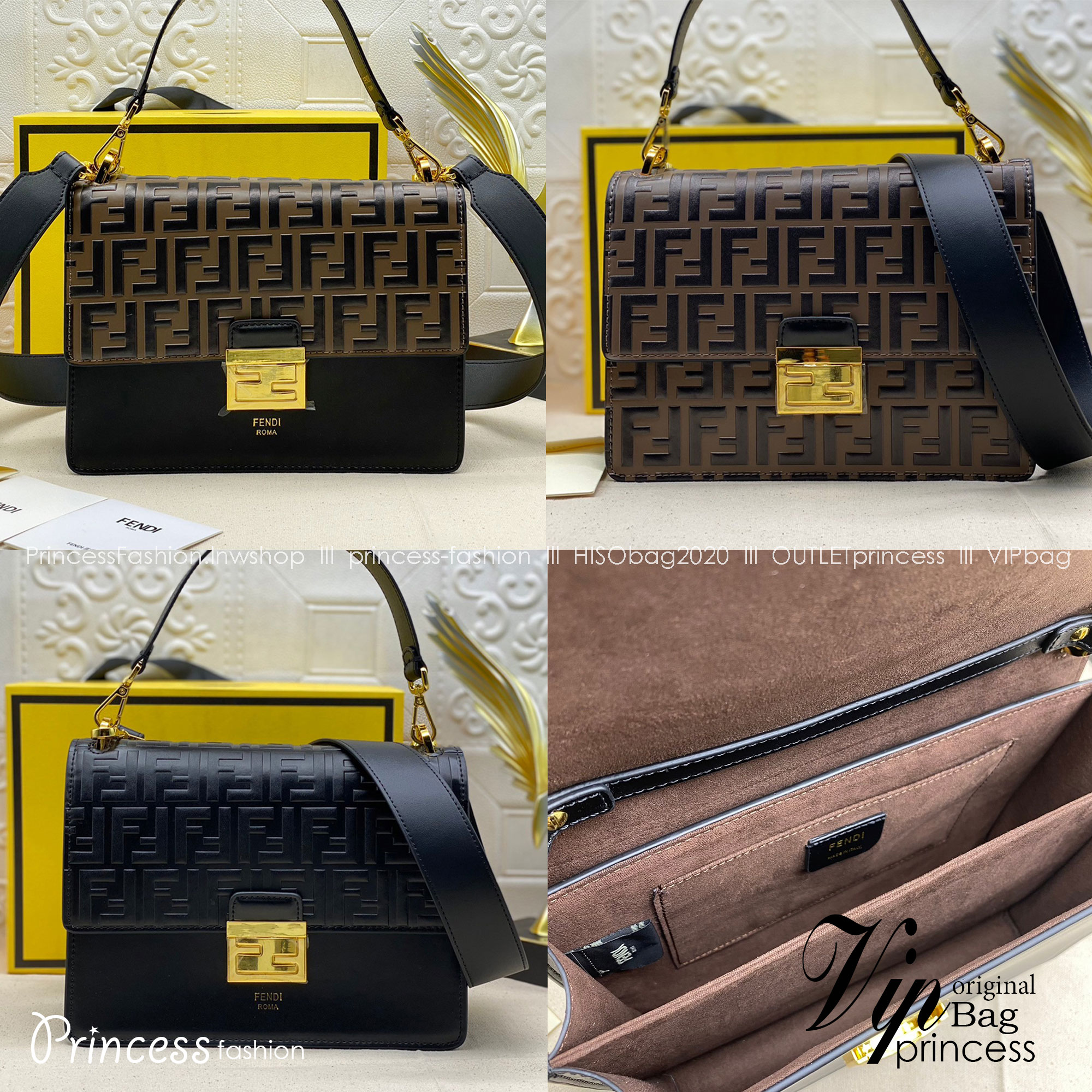 FENDI KAN leather bag เกรดออริจินอล สลับแท้ ด้วยสีและลวดลายคลาสสิกตามแบบแบรนด์ เข้าได้กับสาวๆ ทุกสไตล์ บ่งบอกความเป็น FF ได้อย่างสมบูรณ์แบบ