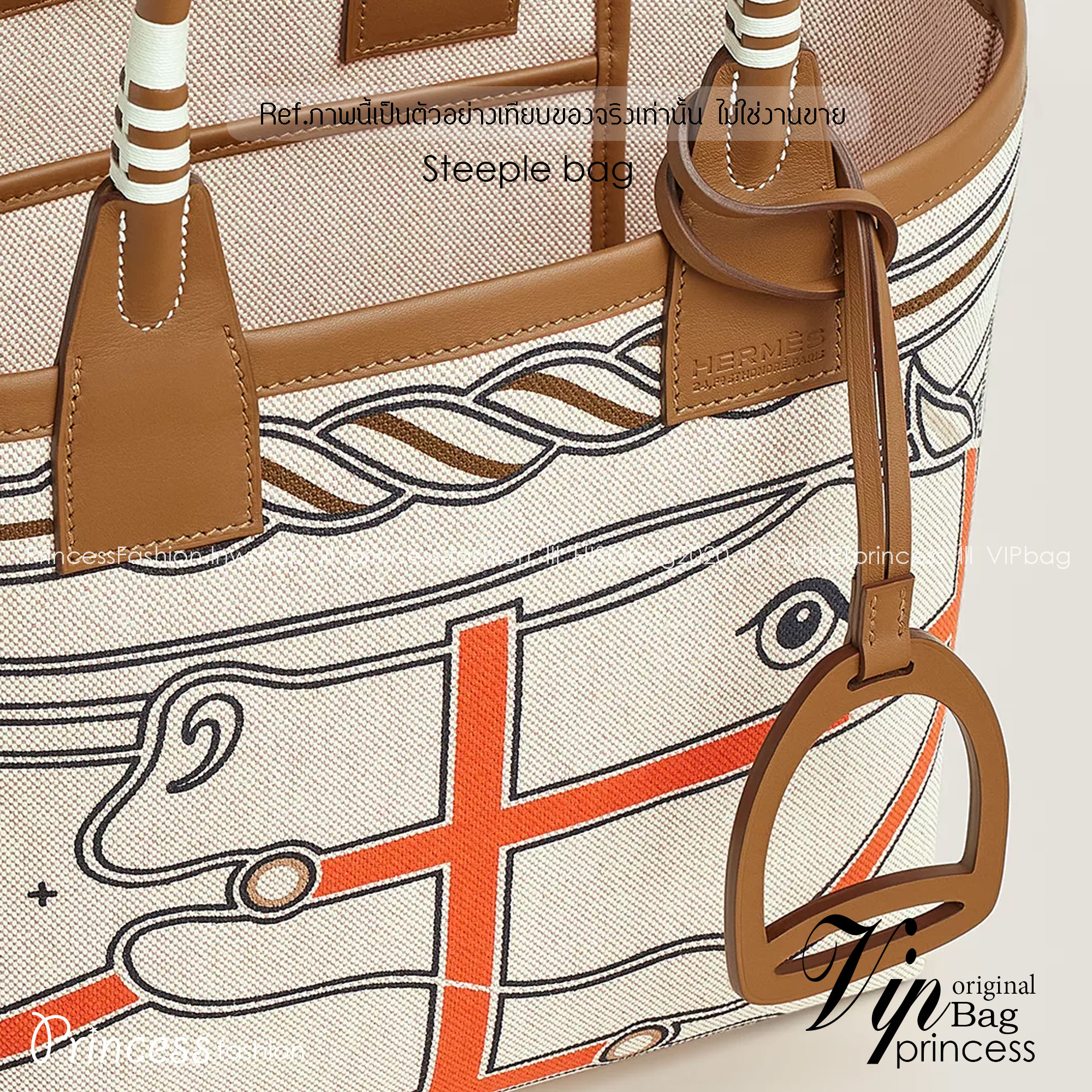 HERMES Steeple Tote Bag / H Steeple canvas tote bag 30cm กระเป๋าทรงโท้ทแคนวาสอย่างดี พิมพ์ลายคมชัด ลายใหม่สวยหรู เกรดออริ สลับแท้