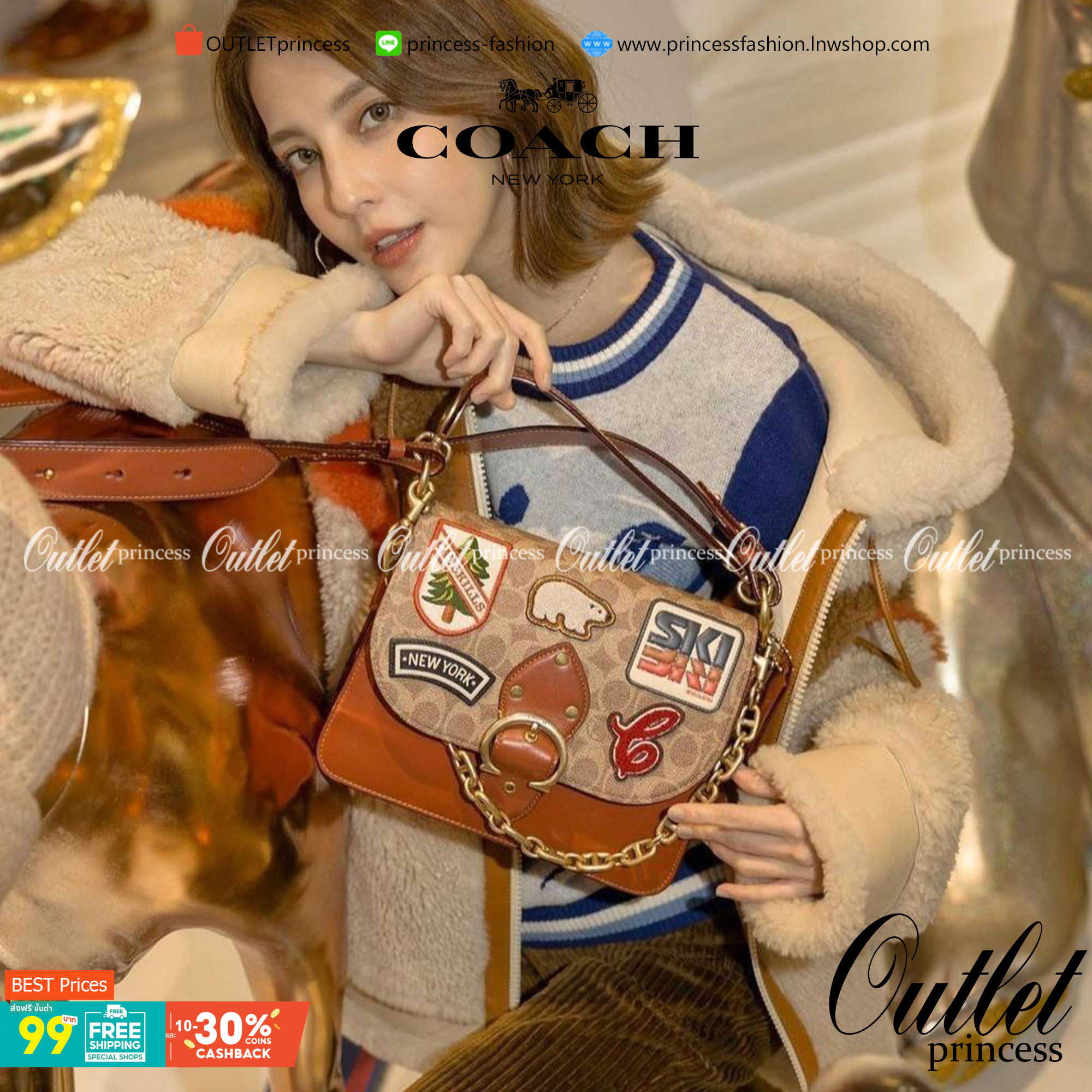 OUTLET 】COACH BEAT SHOULDER BAG IN SIGNATURE CANVAS WITH PATCHES (C6837) ไหวมั้ยเนี้ย!! สวยฟาดอีกแล้วนะยูวว 🤩🌺คอลเลคชั่นใหม่สุดปัง อลังเวอร์!//กระเป๋าถือ สะพายไหล่ลาย SIGNATURE ตกแต่งความเก๋ด้วยแผ่นแปะลวดลายที่มีเฉพาะจาก COACH คอลเลคชั่นนี