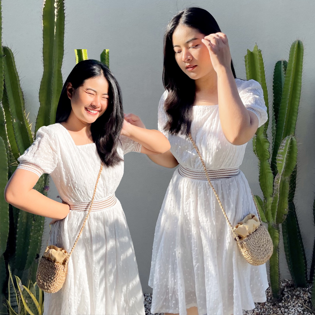 พร้อมส่ง 🎡🚀 Zaina dress เดรสสีขาวตัวบางแต่งเอวลายหยัก (37200)