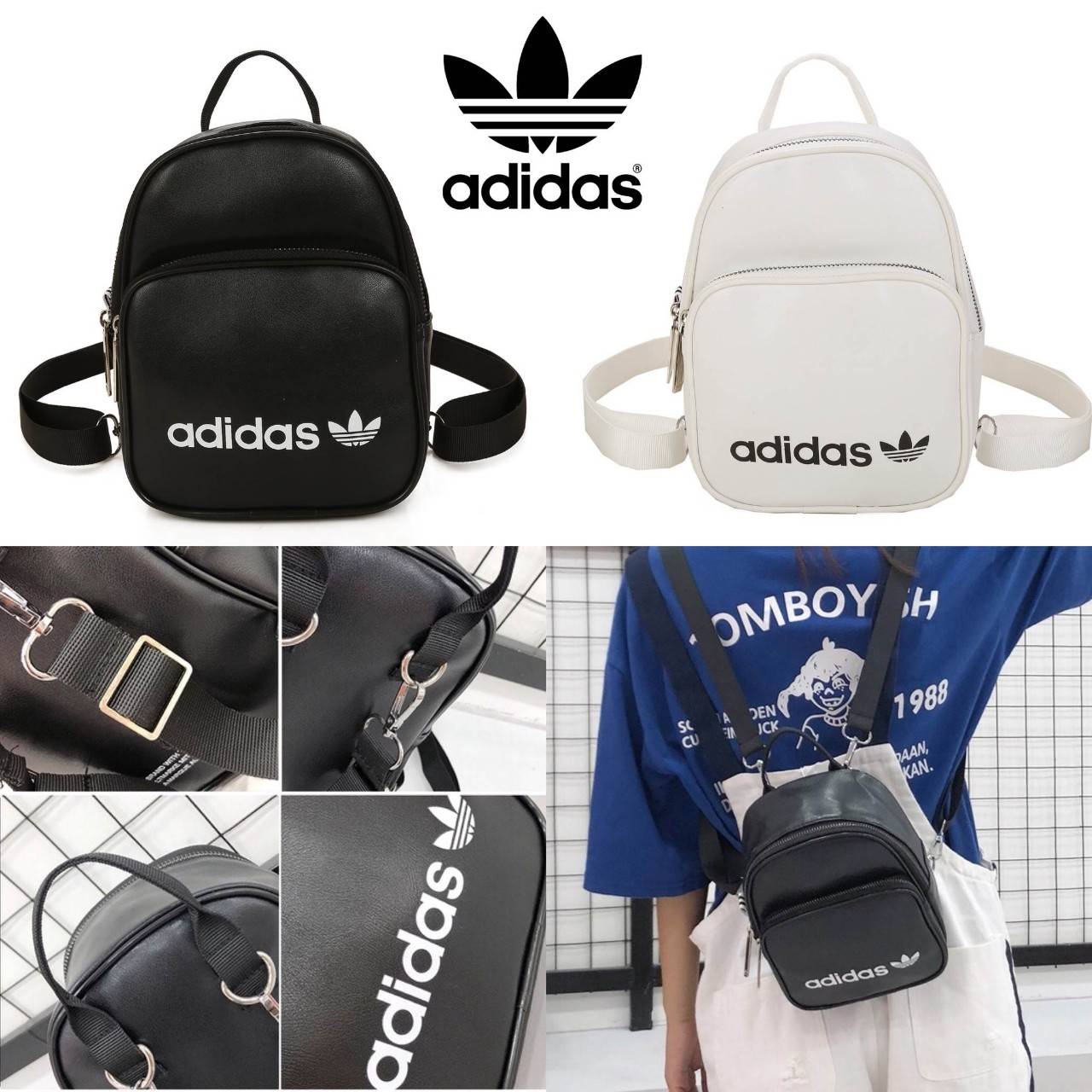 ADIDAS 2WAY MINI BACKPACK กระเป๋าเป้หรือสะพายหนังเรียบสไตล์ Sport ขนาดมินิ น้ำหนักเบา ด้านหน้ามีโล้โก้และช่องซิป เปิดปิดด้วยซิปสะดวกใช้ หัวซิปแบรนด์ ภายในมีช่องใส่ของ หูจับถนัดมือ สายสะพายปรับได้ freesize สามารถสะพายเป็นเป้ หรือกระเป๋าสะพาย Crossbody ได้2