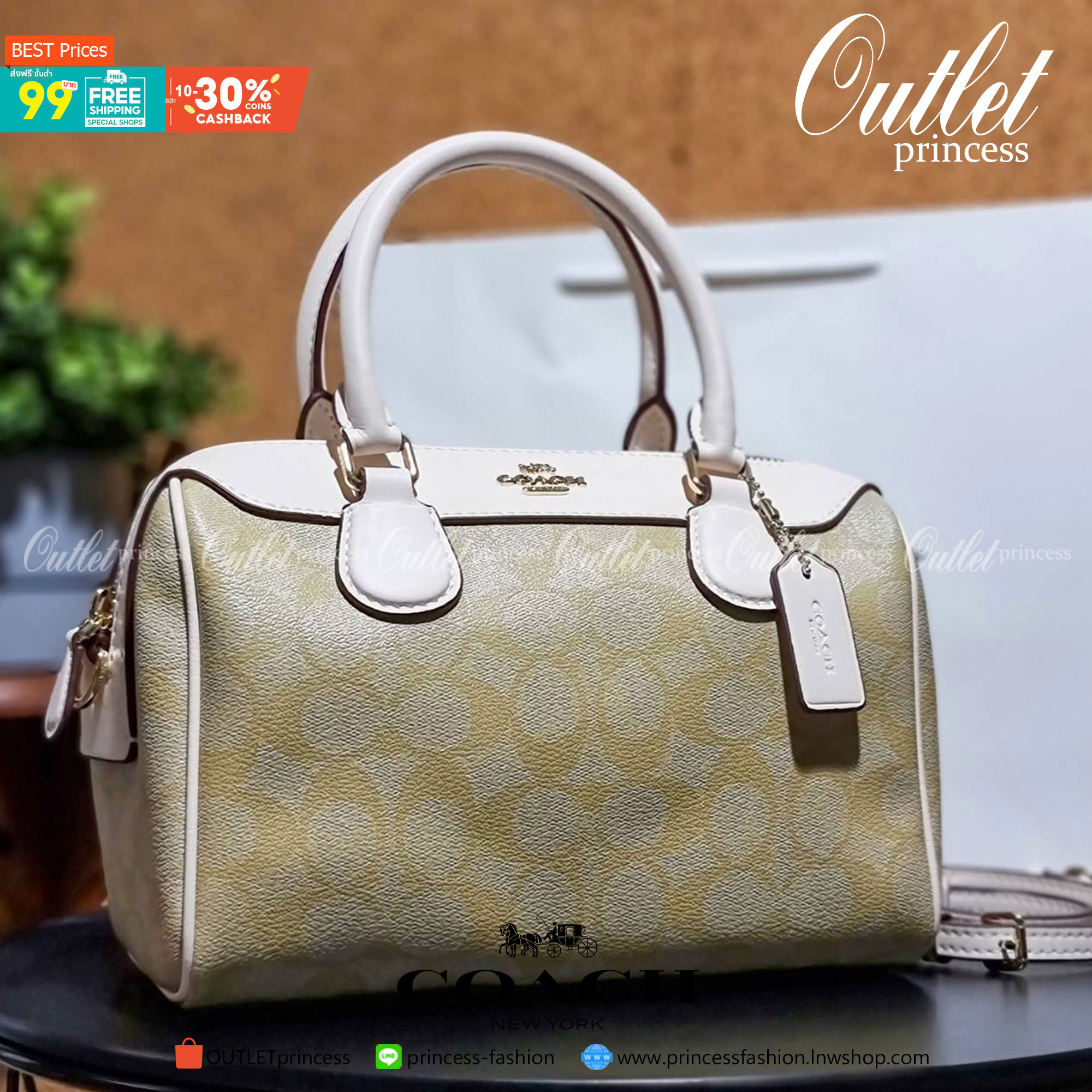 OUTLET ของแท้ 💯% 】COACH F32203 MINI BENNETT SATCHEL IN SIGNATURE CANVAS กลับมาอีกครั้ง!! กับกระเป๋าทรงหมอนยอดฮิต 🥳 มีกี่สีก็ขายหมด วัสดุหนังแคนวาสเคลือบลาย ทรงสวยใช้งานได้ทุกโอกาส