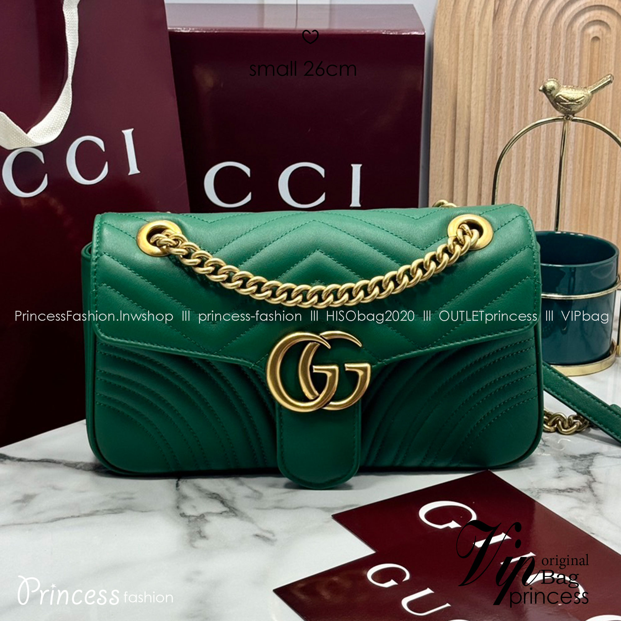 ORI | หนังแท้ GG Marmont small shoulder bag กระเป๋าสะพายข้างรุ่นคลาสสิค ดูแพง อัพลุคได้สบายๆ ด้านหลังดีไซน์รูปหัวใจ