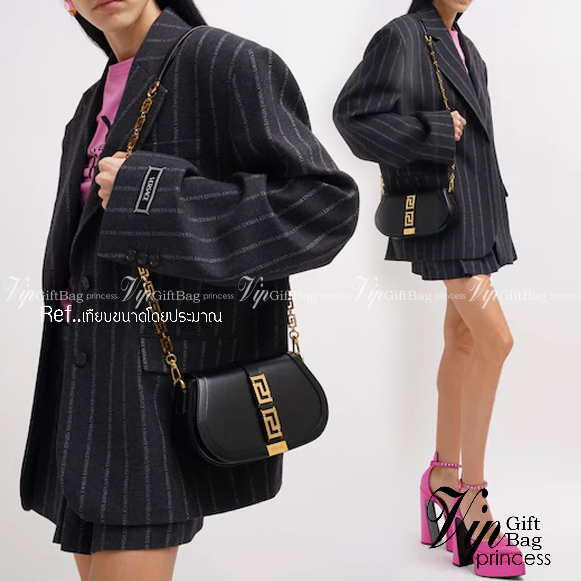 Versace Small Greca Goddess leather shoulder bag สัมผัสกระเป๋าสุดไอคอนิกอย่าง “Greca Goddess” พร้อมลวดลายที่สะท้อนตัวตนในรูปแบบใหม่ของ Versace ที่บอกเล่าเรื่องราวฉบับใหม่ของเเบรนด์ได้อย่างน่าหลงใหล