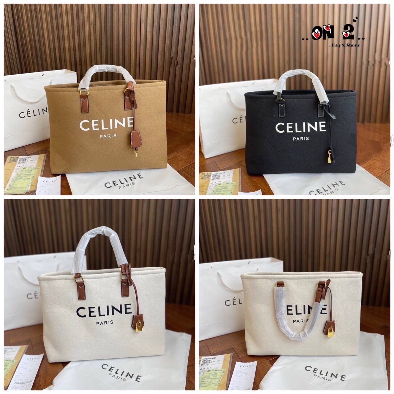 CELINE TOTE BAG / Celine Horizontal Cabas in Canvas with Celine print and calfskin 16" ไอเท็มสุดคิ้วท์ งานผ้าแคนวาสทรงชอปปิ้ง ตะเข็บสวย ปั๊มอะไหล่ ดีไซน์ทรง Shopping