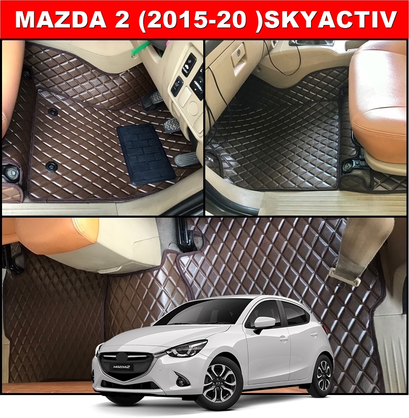 พรมปูพื้นรถยนต์ MAZDA 2 (2015-20) Skyactiv ยางปูพื้นรถEVA ลายDIAMOND 15ชิ้น เต็มคัน