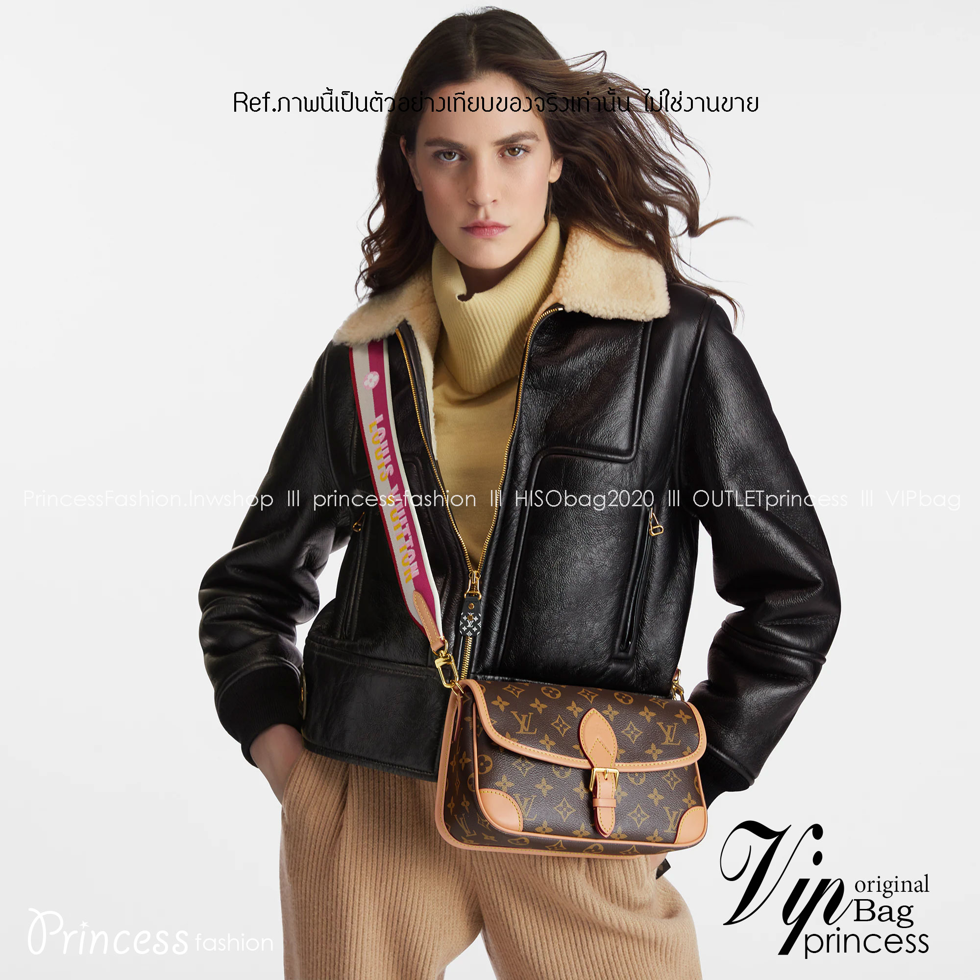 LV DIANE Monogram Canvas - Handbags ดีไซน์น่ารักน่าใช้มากๆ มีสายมาให้ถึง 2 แบบ สายหนังคล้องไหล่ได้ และสายสปอร์ตครอสบอดี้ได้ ปรับเปลี่ยนใช้ตามลุคแต่ละวันได้เลย