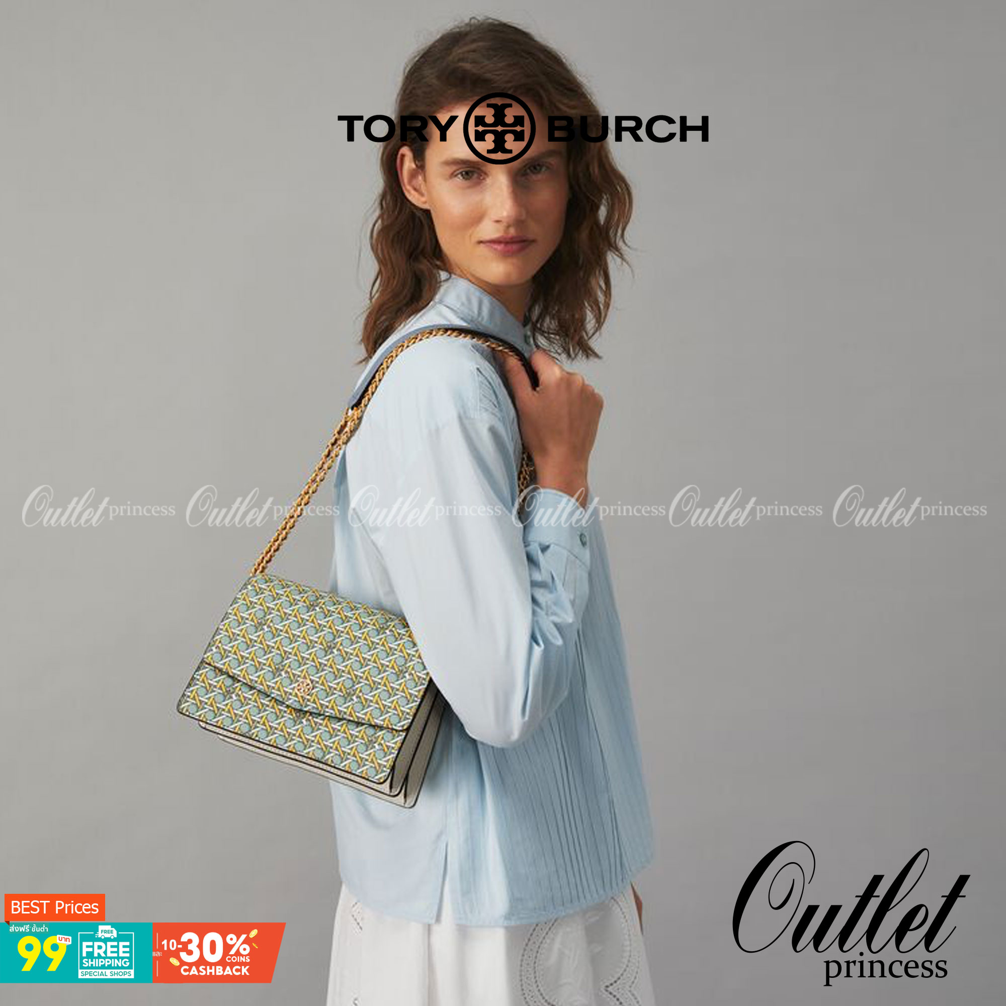 Tory Burch Robinson Printed Convertible Shoulder Bag กระเป๋าสุดคลาสสิค Collection นี้เหมาะกับสาว ๆ วัยรุ่นเป็นพิเศษ ด้วยโทนสีสดใสที่ทางแบรนด์ได้ดีไซน์ออกมาอย่างพิถีพิถัน สามารถตอบโจทย์สาว ๆ ที่มีคาแรคเตอร์หวาน สดใส และร่าเริงได้อย่างแท้จริงอีกทั้งลายโซ่ยั