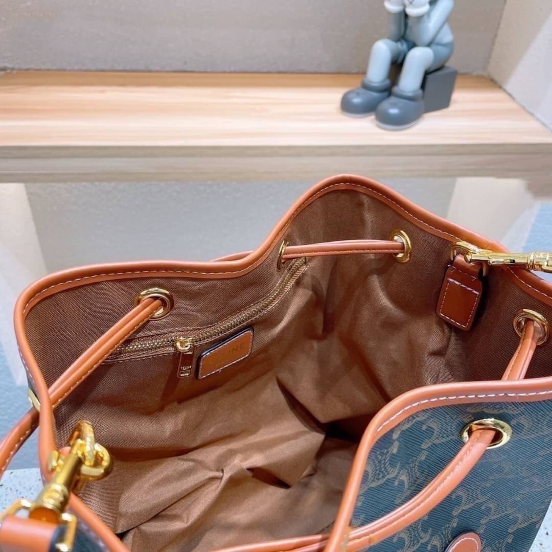 CELINE a monogram canvas bucket bag Size 10”