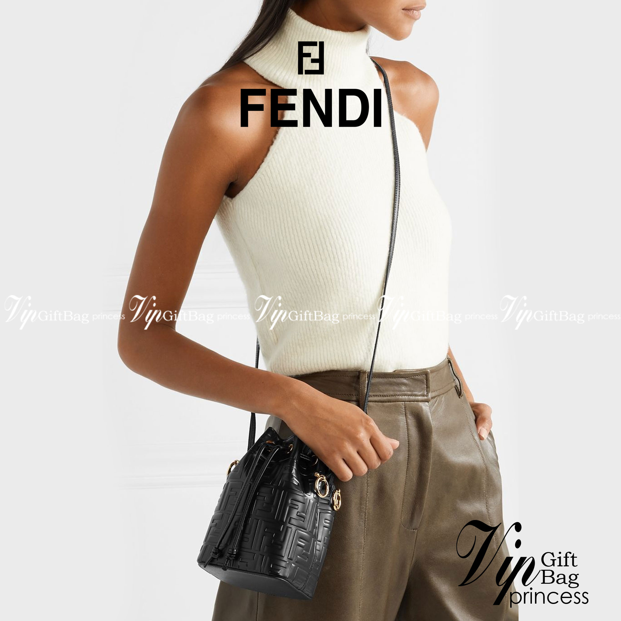 หนังแท้ FENDI MON TRESOR BUCKET BAG พร้อมส่งที่ไทย ภาพสินค้าถ่ายจากงานขายจริง ใช้งานต่างประเทศได้ค่ะ