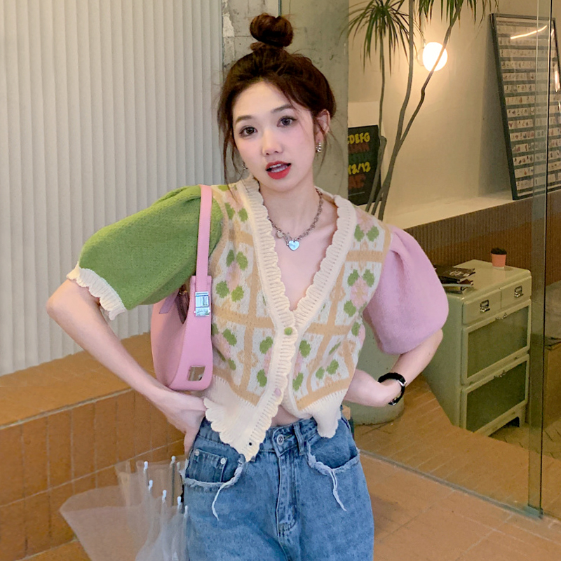 พร้อมส่ง 🐬🌵 Mixy pastel tops เสื้อไหมพรมแขนสั้นสีหวานน่ารัก (IN36876)