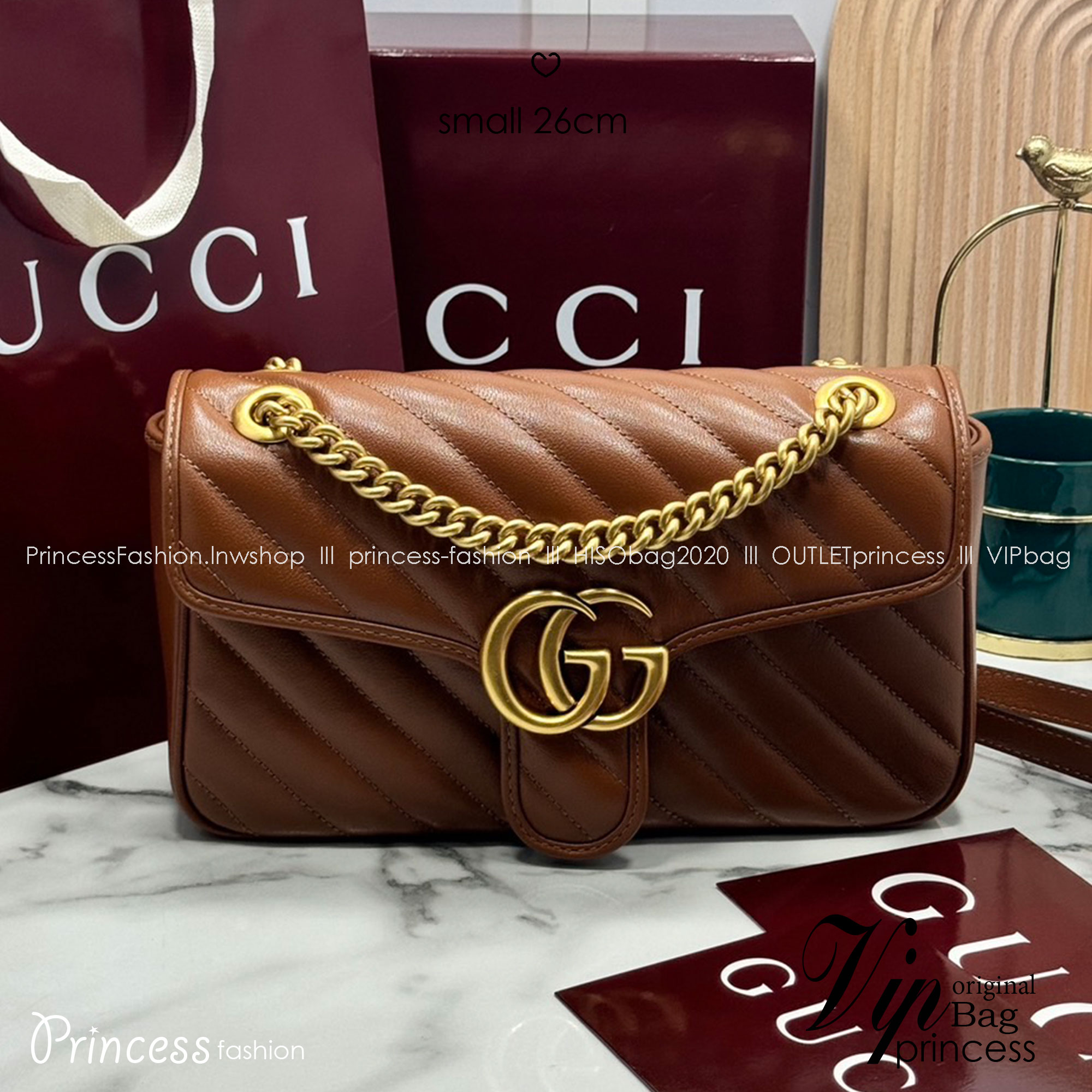 ORI | หนังแท้ GG Marmont small shoulder bag กระเป๋าสะพายข้างรุ่นคลาสสิค ดูแพง อัพลุคได้สบายๆ ด้านหลังดีไซน์รูปหัวใจ
