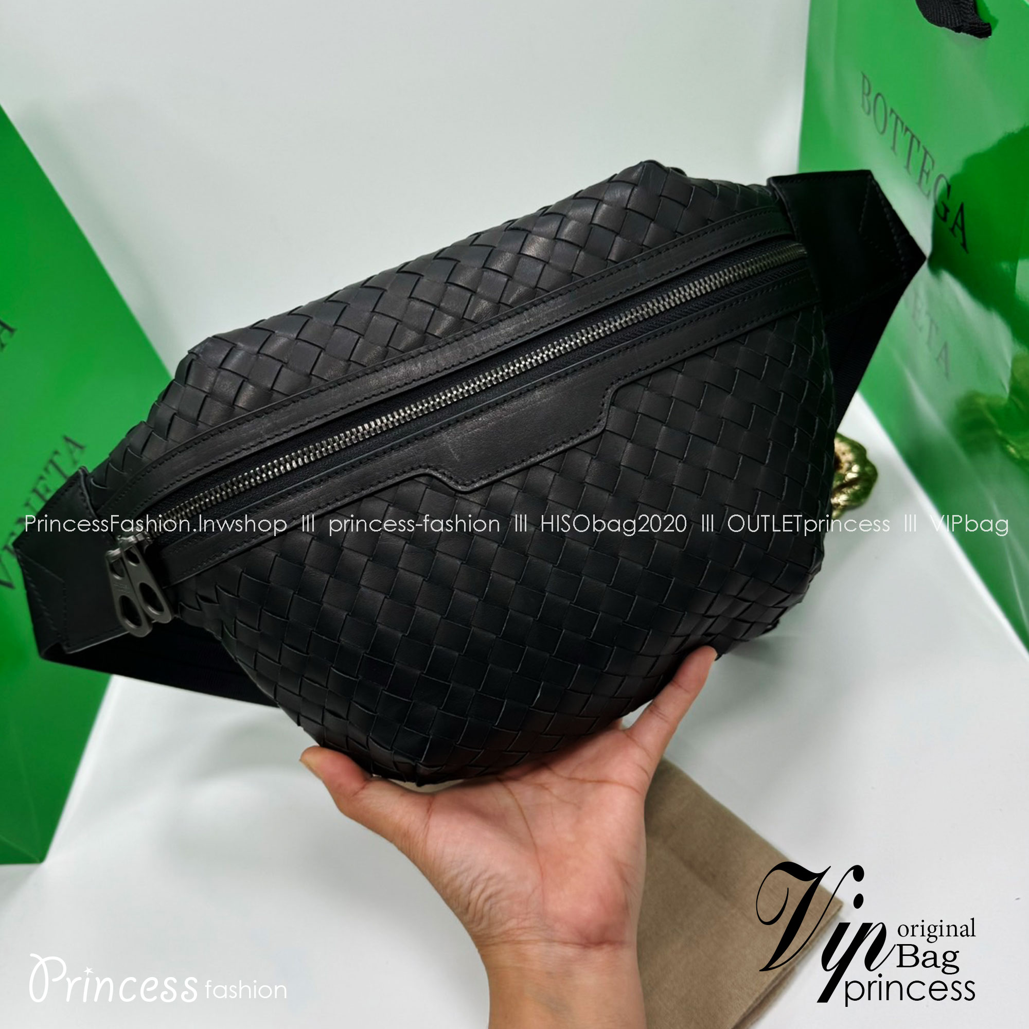 BOTTEGA Belt Bag กระเป๋าคาอก ดีไซส์สานเป็นเอกลักษณ์ everyday look เอาใจหนุ่มๆ สวยเท่คลาสสิก เกรดออริ 1:1