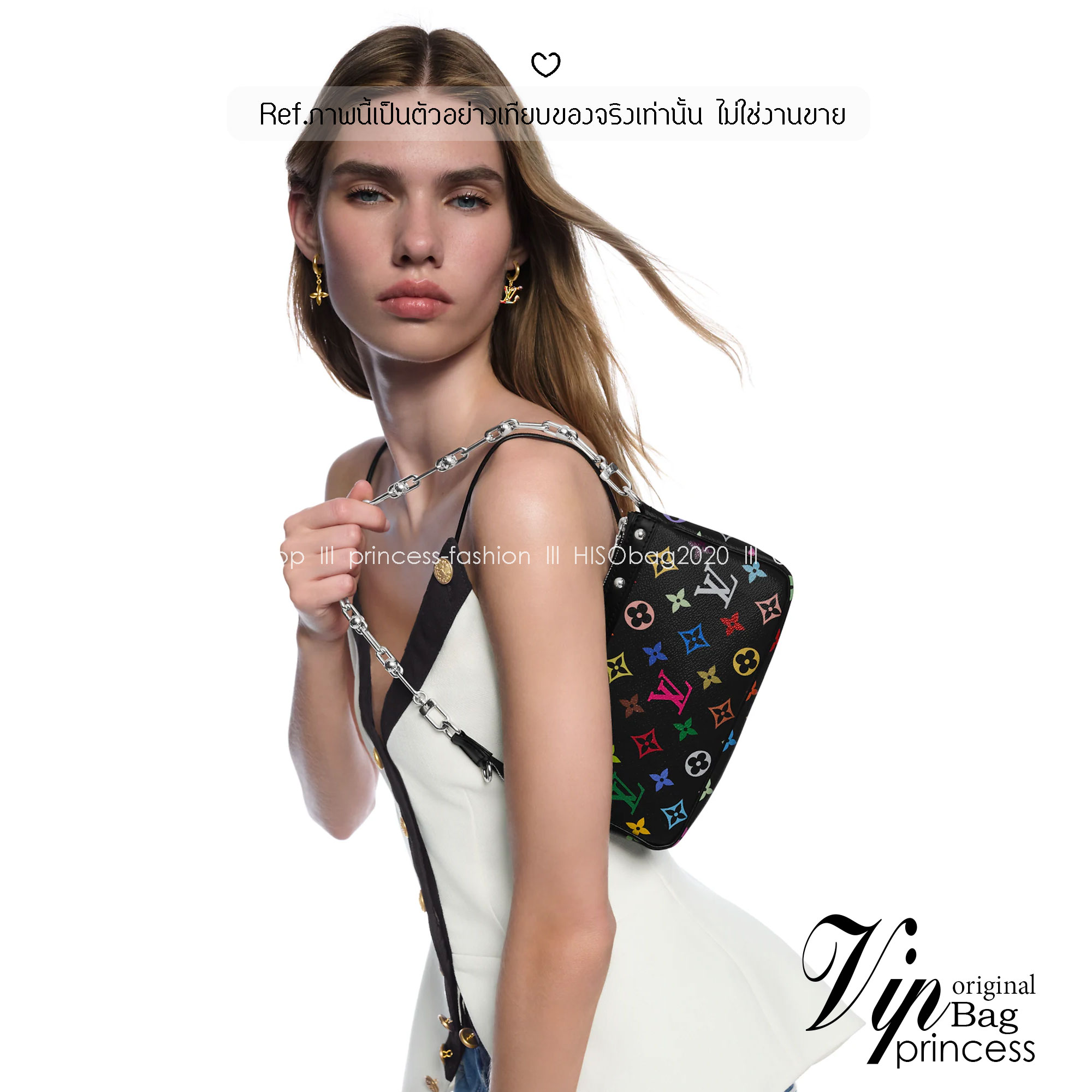 LV x TM Pochette Accessoires bag กระเป๋าถือทรงพอช พร้อมสายสะพายไหล่ได้ งานหนังแท้ สวยคลาสสิกมีชีวิตชีวา ปรับดีไซน์ให้ดูสนุกสนานด้วยลายโมโนแกรมหลากสี เป็นรุ่นที่สาวๆ ตั้งตารอ พร้อมส่งแล้ววันนี้ มีจำกัดน้าา