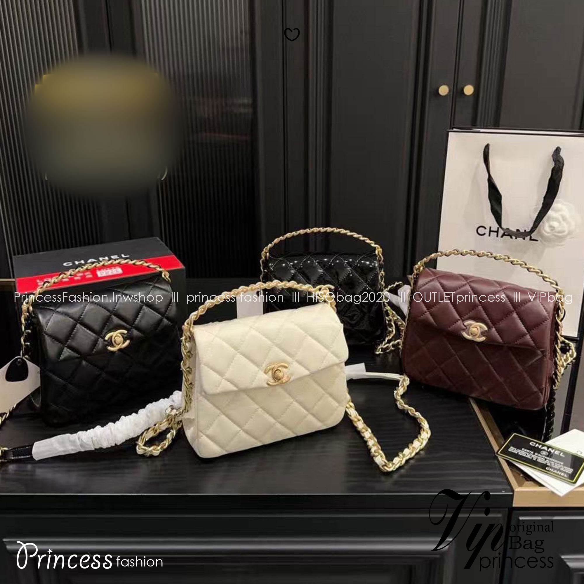 CHANEL flap bag on chain กระเป๋าสะพายสุดหรู สวยดูแพง รูปทรงคลาสสิค พร้อมหูจับร้อยโซ่สีทองขับผิวขนาดกำลังพอเหมาะ สะดวกต่อการพกพา หนังอย่างดีผิวสัมผัสดี