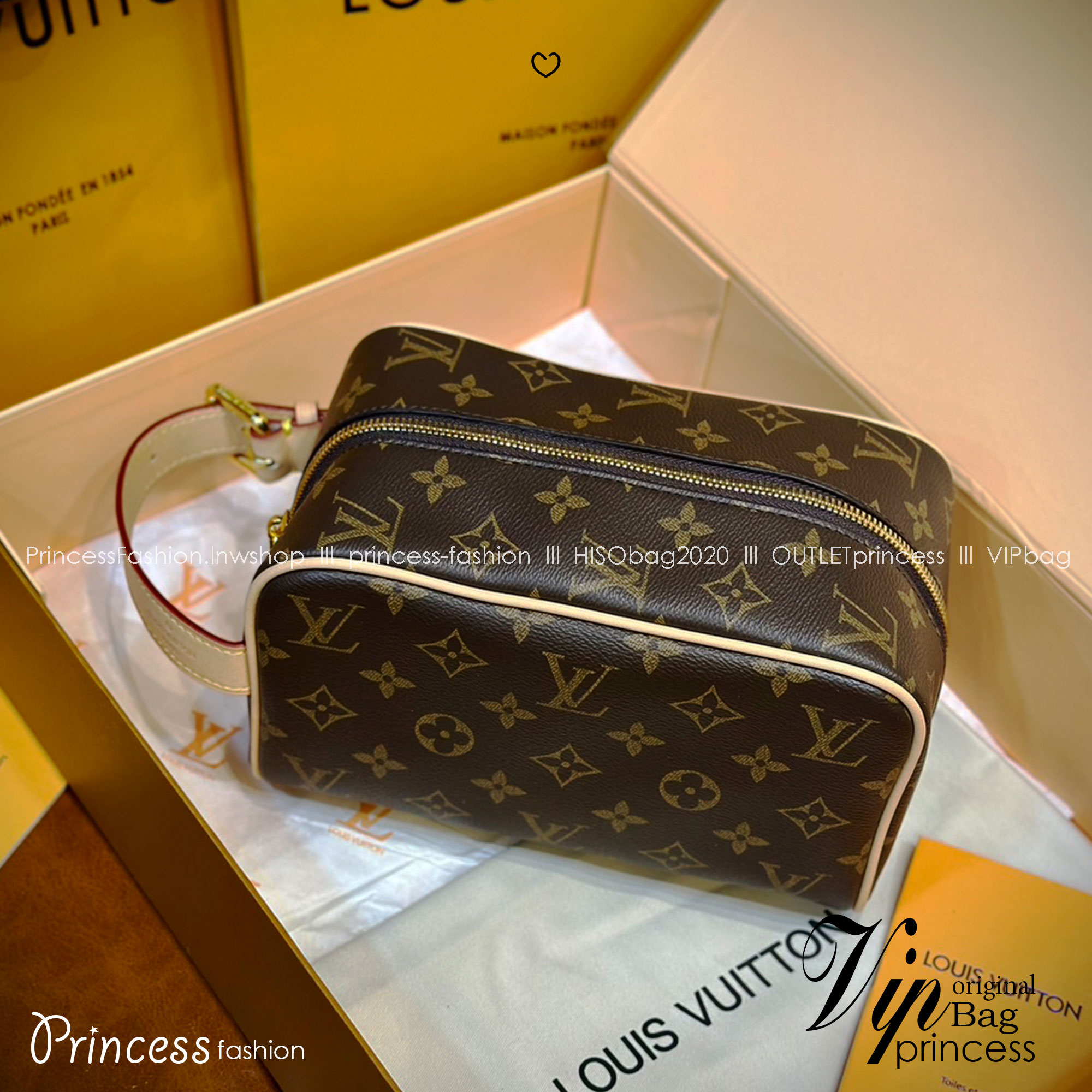 LV Trousse Toilette Locker Dopp Kit / LV Clutch Bag 22cm กระเป๋าถือทรงพอชหรือคลัช แบบคลาสสิกสวยงามเป็นเอกลักษณ์ มีหูหิ้วพกพาสะดวก เกรดออริ