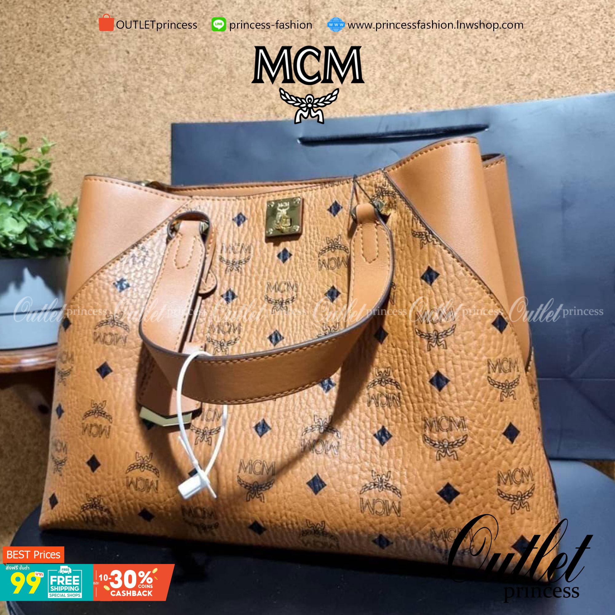 M.C.M ESSENTIAL TOTE IN VISETOS ความจุใจมาพร้อมเสิร์ฟแล้วจ้า ใครที่มองหากระเป๋าทรงโท้ทจุๆ ต้องใบนี้เลย!! กระเป๋าสะพายไหล่/ข้าง ดีไซน์ทรงสวยน่าใช้ วัสดุหนังแคนวาสสลับหนังแท้ ปากกระเป๋ามีตัวบิดล็อคแน่นหนากันของหล่นออกจากกระเป๋า ภายในโล่งกว้าง แบ่งสัดส่วนอย่