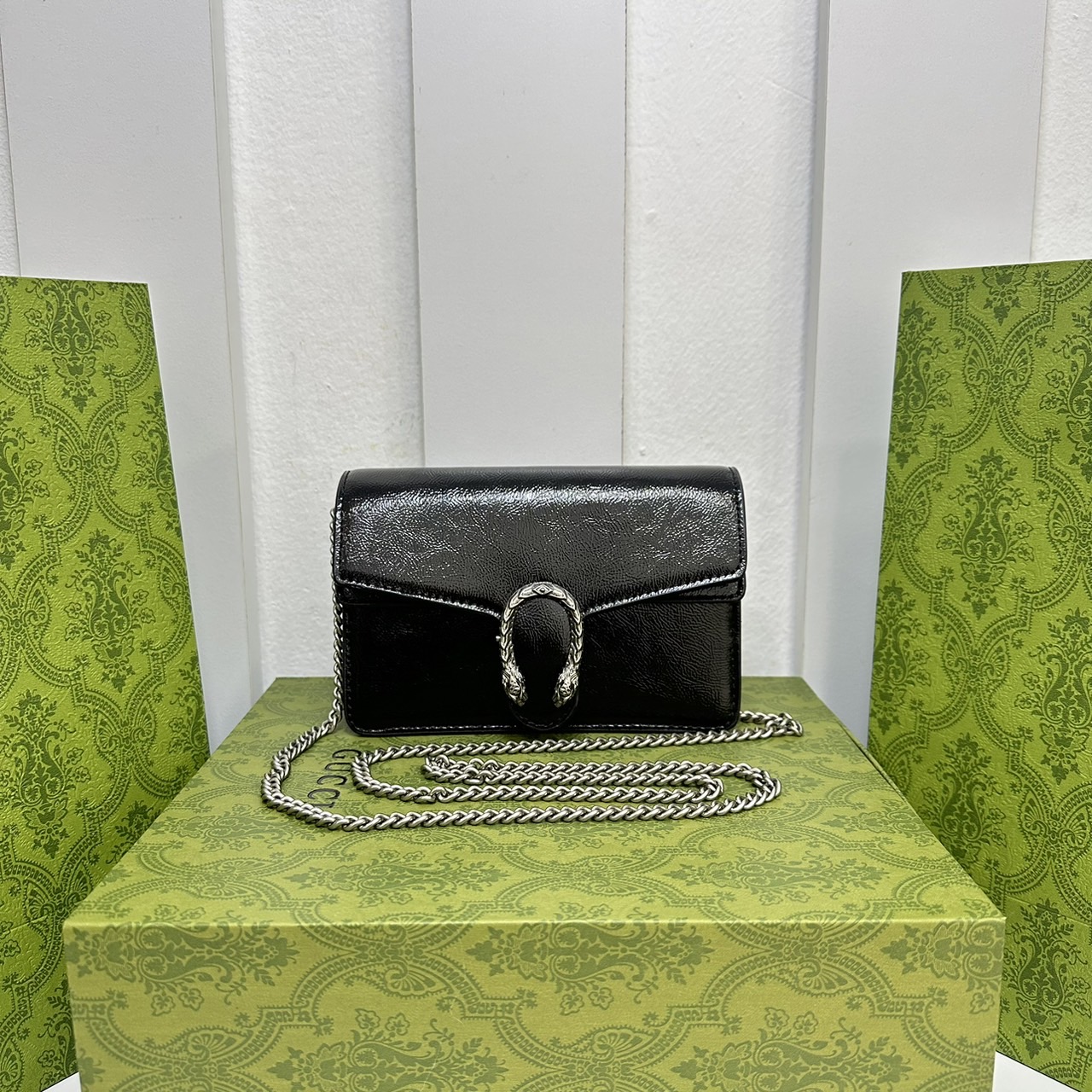 GUCCI DIONYSUS SUPER MINI BAG Patent Leather กระเป๋าสะพายหนังแก้ว เกรดออริ สลับแท้ 1:1 ใช้งานต่างประเทศได้