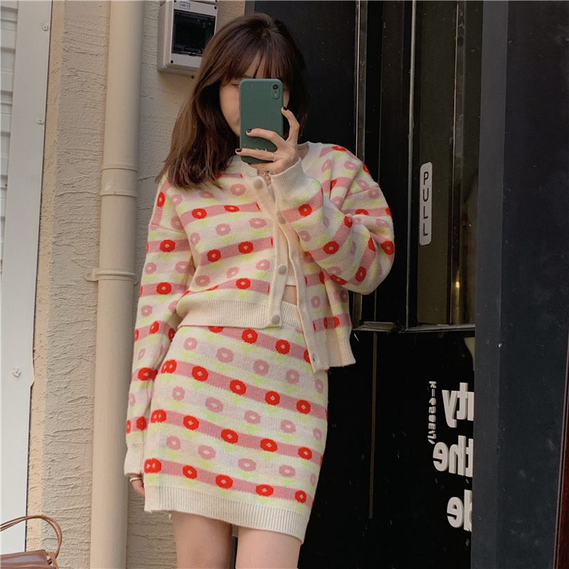 พร้อมส่ง 🐬 Imogen set เซตเสื้อแขนยาว+กระโปรงลายสวย (32826)