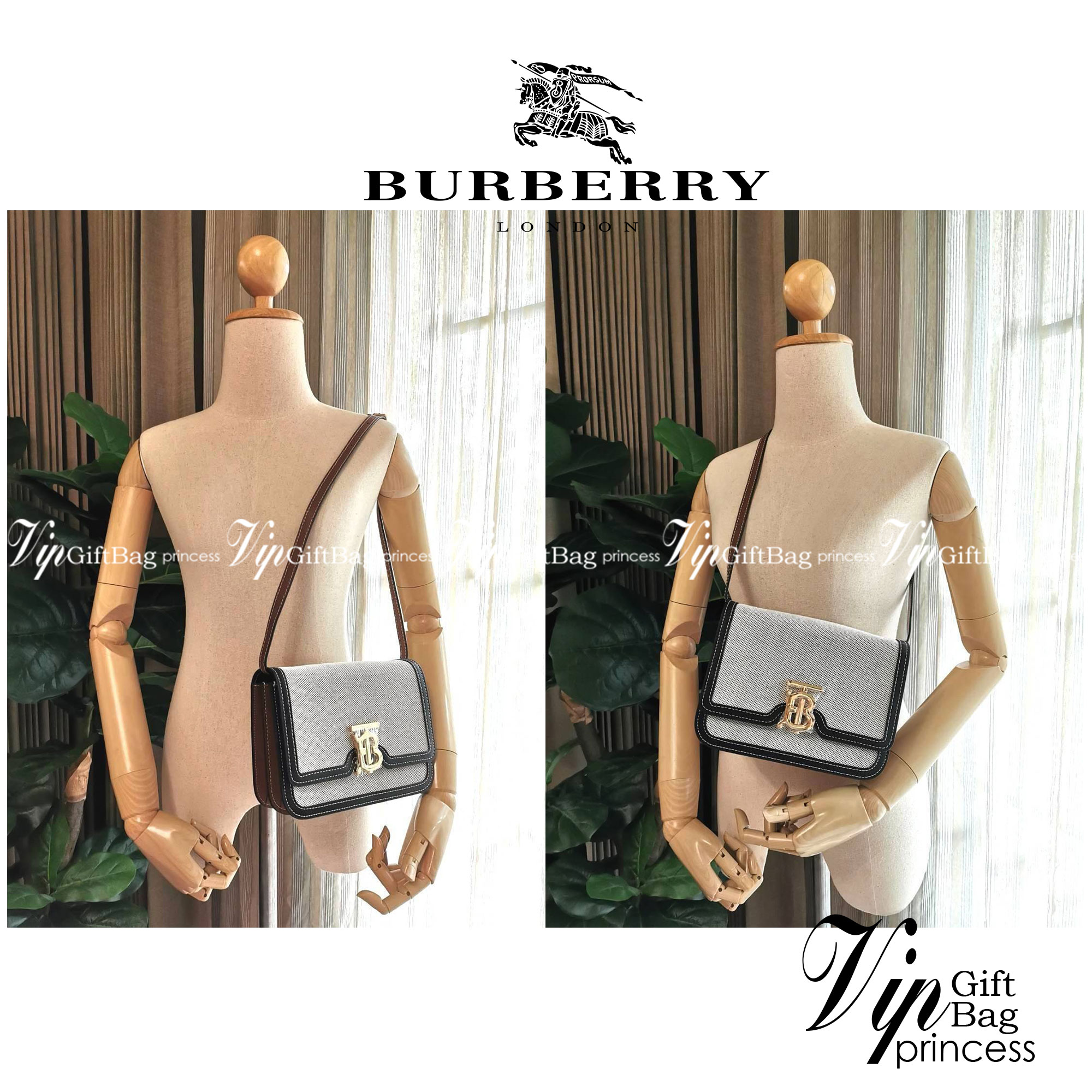 BURBERRY FRAGRANCES CROSSBODY BAG VIP GIFT WITH PURCHASE (GWP) พรีเมี่ยมกิ๊ฟรุ่นใหม่ล่าสุด Limited Edition วัสดุ Canvas & Leather ทรงเหลี่ยมสวยหรูอยู่ทรงโลโก้แบรนด์ด้านหน้าเปิดปิดด้วยฝาปิดสัญลักษณ์รูปตัวBภายในมีช่องแบ่งเป็นสัดส่วนใส่มือถือของจุกจิกได้ สาย