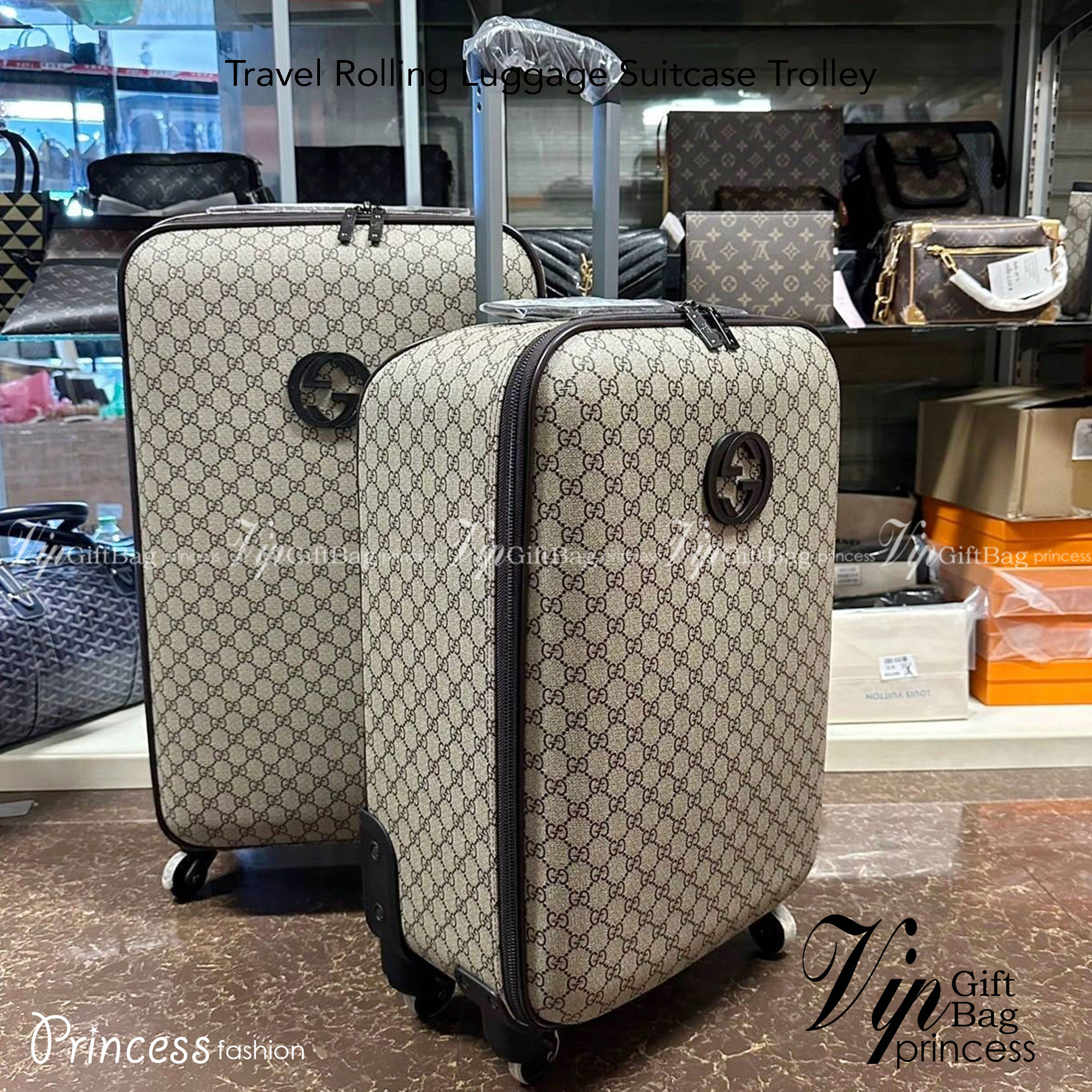 Gucci GG wheel suitcase / GUCCI Luggage / GUCCI Travel Rolling Luggage Suitcase Trolley Wheel Case Bag Unisex กระเป๋าเดินทางล้อลากใบใหญ่ 30 / 26 นิ้ว ภาพถ่ายจากงานขายจริง ใช้งานต่างประเทศได้