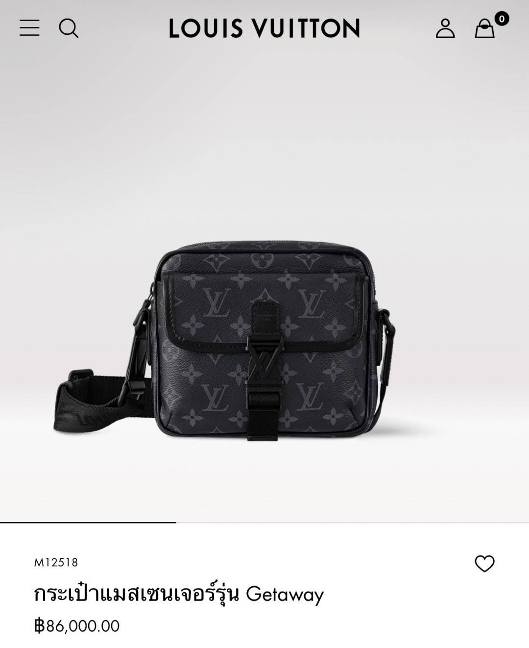 สลับแท้ LV Getaway Messenger Monogram Eclipse Bag กระเป๋าแมสเซนเจอร์ แคนวาสขนาดกะทัดรัดสมบูรณ์แบบสำหรับสุภาพบุรุษ กระเป๋าสะพายเฉียงผสานดีไซน์มีระดับเข้ากับความสะดวกสบายอย่างลงตัว