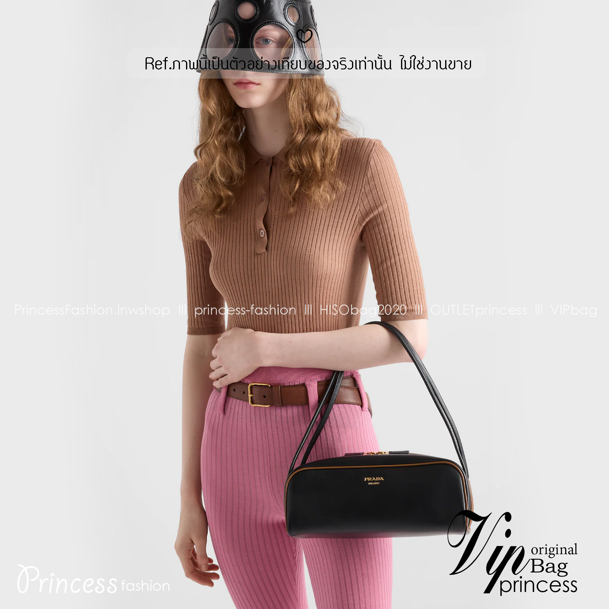 TOP ORI หนังแท้ | Prada Swing smooth leather shoulder bag / Prada Hobo Bag กระเป๋าสะพายสไตน์สปอร์ตเรียบหรูดีไซน์ใหม่เรียบง่าย หนังแท้เรียบสวยสัมผัสนุ่มละมุน โทนสีทูโทนแต่งแต้มสีสันให้โดดเด่น