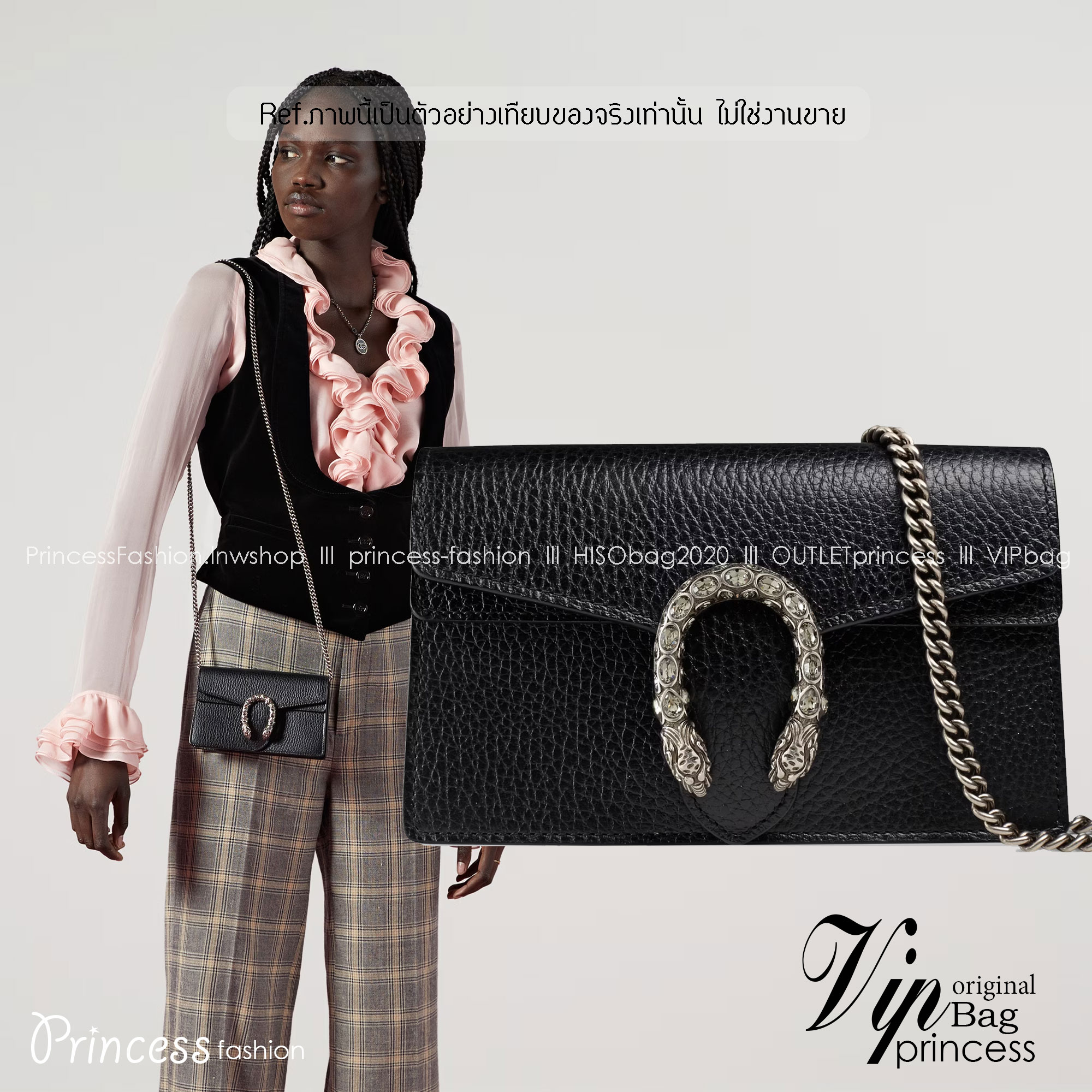 GUCCI DIONYSUS LEATHER SUPER MINI BAG กระเป๋าสะพายไดโอนิซูสหรูหราเป็นเอกลักษณ์ เกรดออริ สลับแท้ 1:1 ใช้งานต่างประเทศได้