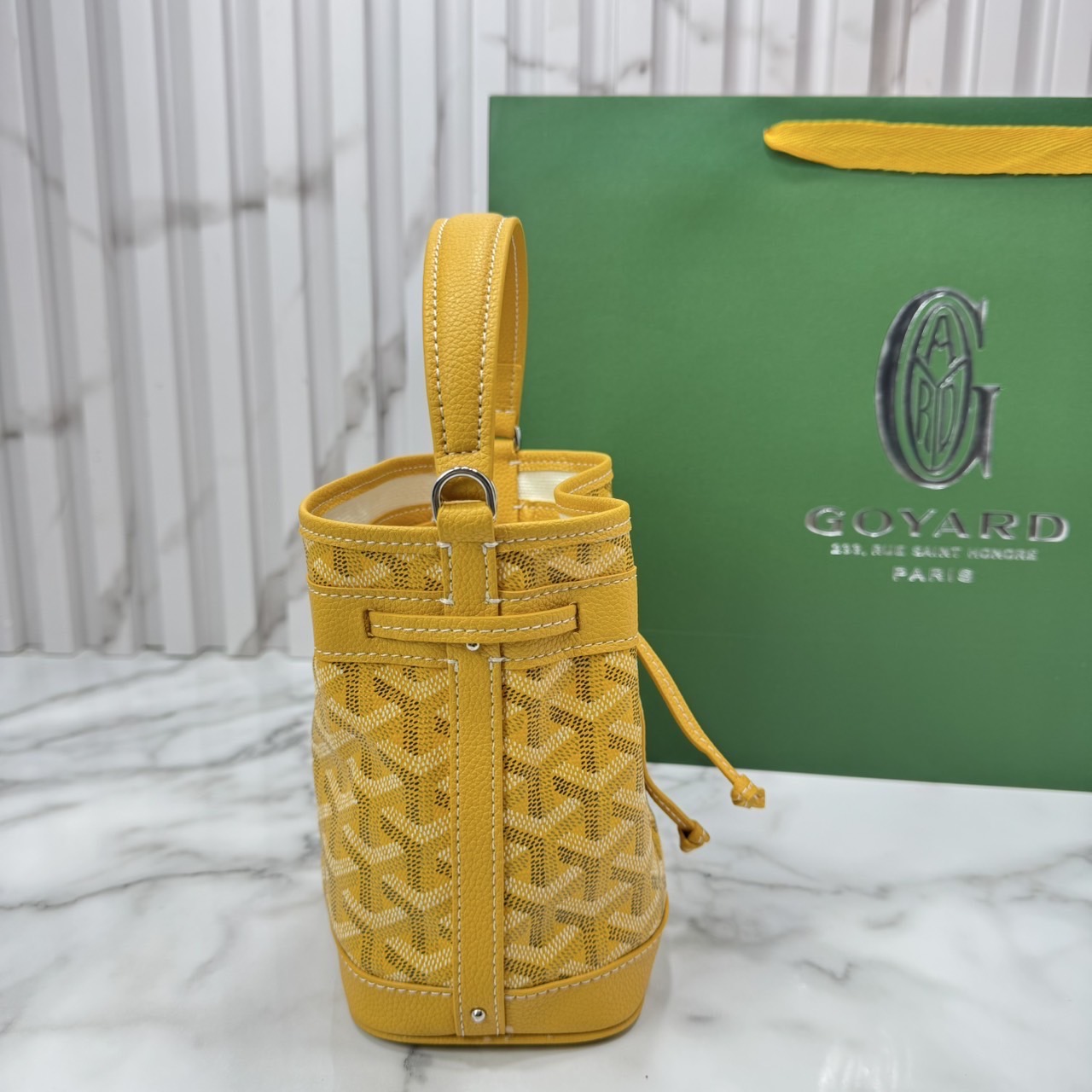 RI หนังแท้ | Goyard Petit Flot Mini bucket bag กระเป๋าสะพายทรงบัคเก็ต ไซส์มินิ ดูผู้ดีในตัว วัสดุหนังแคนวาสพิมพ์ลายสวยคม