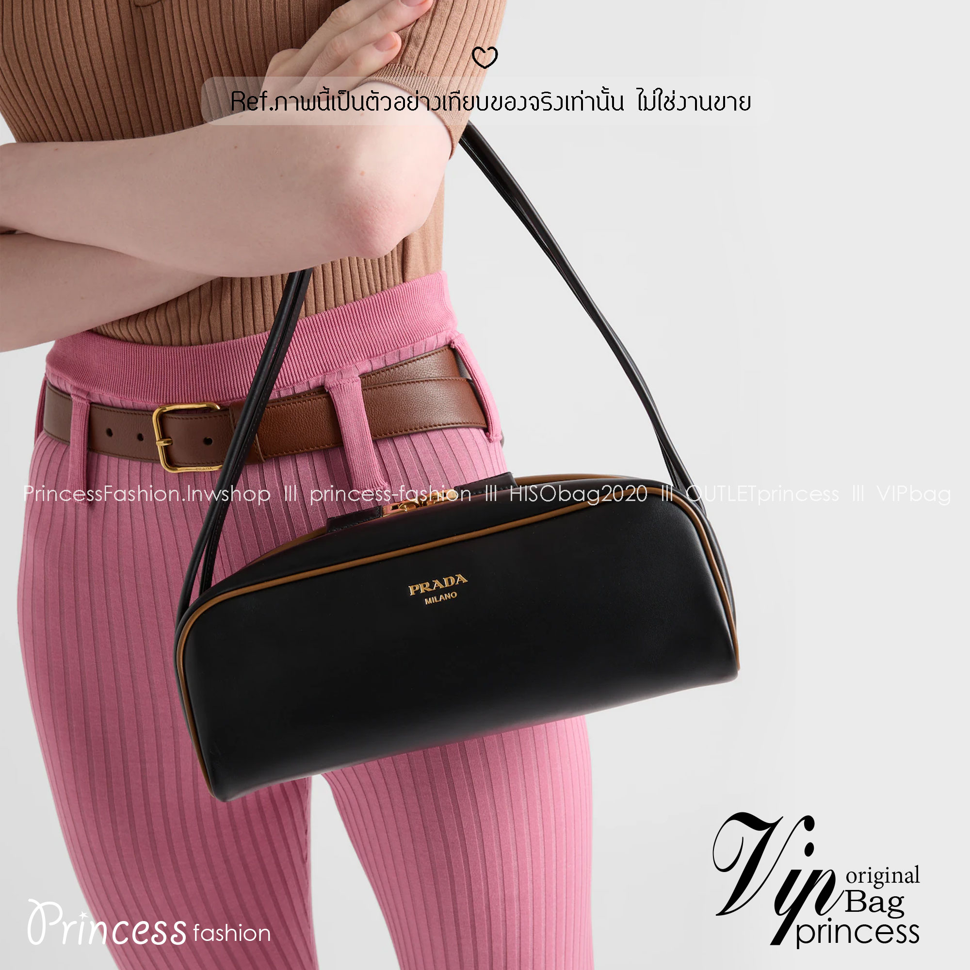 TOP ORI หนังแท้ | Prada Swing smooth leather shoulder bag / Prada Hobo Bag กระเป๋าสะพายสไตน์สปอร์ตเรียบหรูดีไซน์ใหม่เรียบง่าย หนังแท้เรียบสวยสัมผัสนุ่มละมุน โทนสีทูโทนแต่งแต้มสีสันให้โดดเด่น