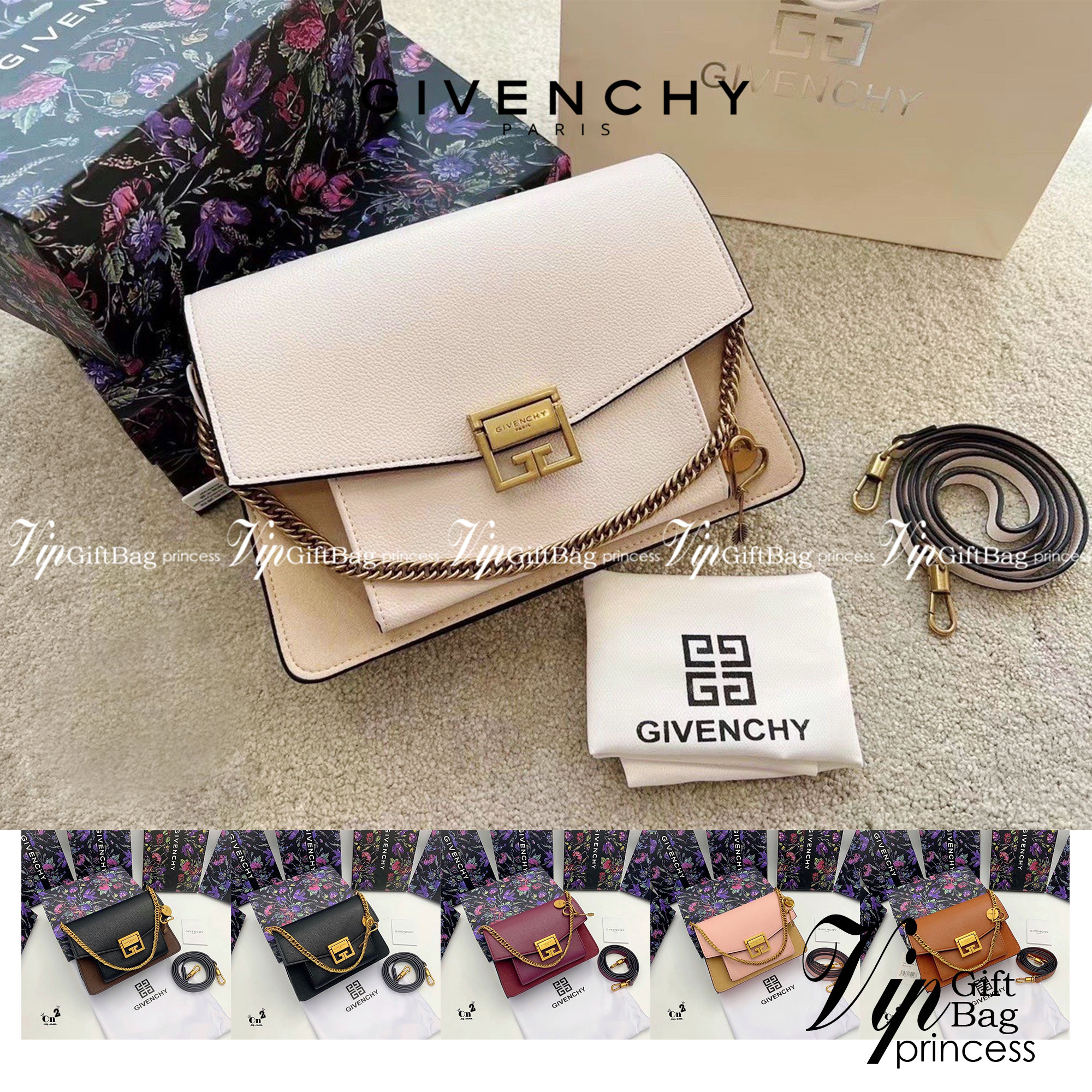 Givenchy GV3 Bag พร้อมส่งที่ไทย กับรุ่นยอดนิยม กระเป๋าสะพายหนังเรียบ เปิดหน้า อะไหล่ทอง งานสวยเป๊ะอะไหล่ปั้มทุกจุด เกรดมิลเลอร์สวยหรู ดูเป็นคนมีเทสดีเลยค่าา ดีไซน์คือสวยมีคลาส มีระดับสุดๆ พร้อมสายโซ่อะไหล่ทอง ละมุนตามากค่าา รุ่นนี้ขายดีมาก ได้มาน้อยด้วยนะ