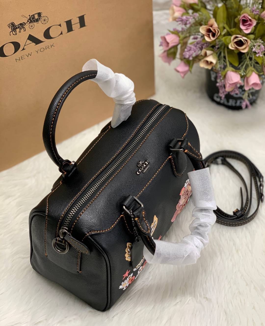 ของแท้ 100% COACH 31430 MINI BENETT SATCHEL WITH TATOO EMBROIDERY BLACK MULTI