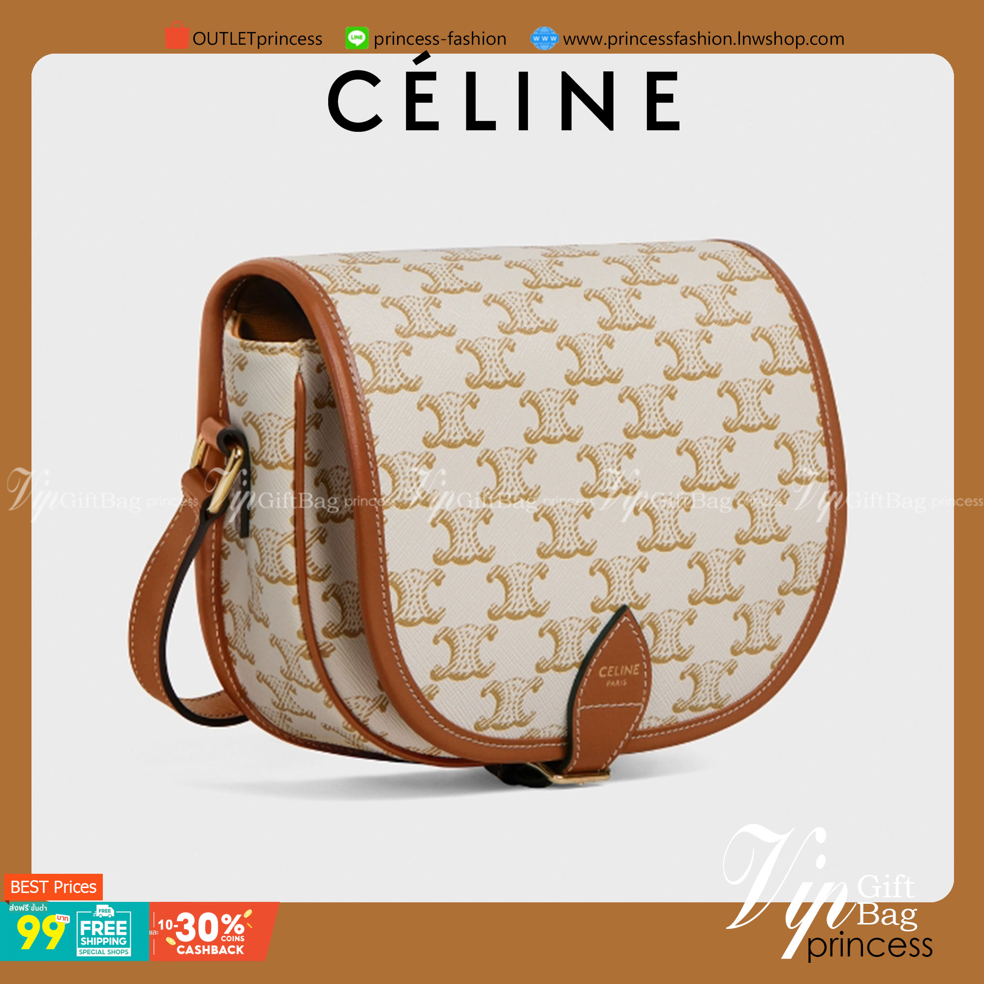 CELINE MEDIUM FOLCO BAG IN TRIOMPHE CANVAS หากใครที่กำลังมองหากระเป๋าสะพายข้าง ขนาดกะทัดรัด และเรียบหรู ต้องใบนี้เลยค่ะ เป็นกระเป๋าเปิดปิดแบบแบบฝาผับที่มีรูปทรงโค้งและที่ล็อกรูปทรงคล้ายเข็มขัด อีกทั้งยังสะท้อนความสวยสไตล์สาวปารีสได้อีกด้วย ด้านในของรุ่นนี