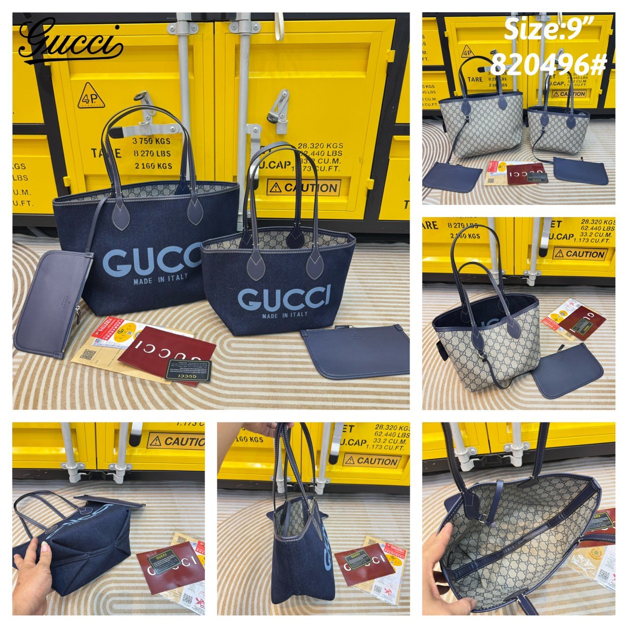 GUCCI Totissima reversible tote bag กระเป๋าสะพายทรงโท้ทเดนิม ใหม่ล่าสุด กลับด้านใช้ได้ 2 ด้านสวยเริ่ดมากๆ ด้านเดนิมสีเข้มพิมพ์ชื่อแบรนด์สวยโดดเด่น อีกด้านลายโมโนแกรมเต็มใบ ปรับใช้งานได้ไม่มีเบื่อ