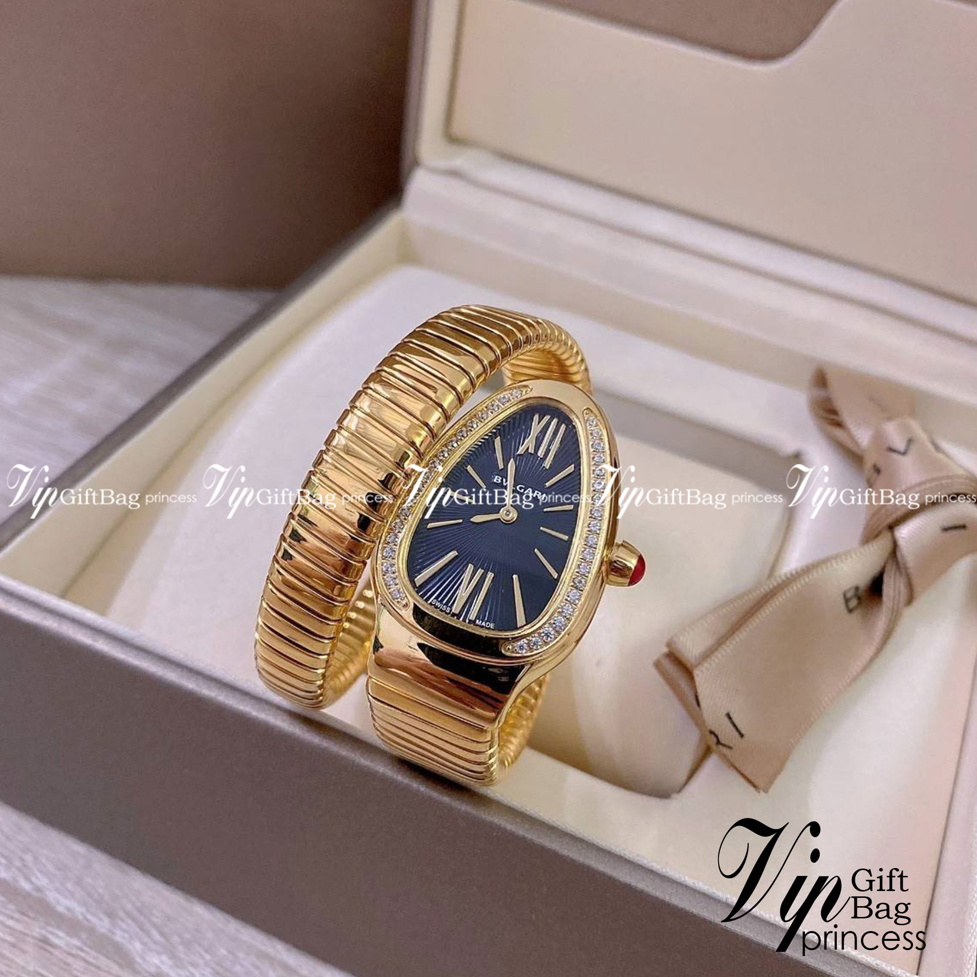 BVLGARI SERPENTI WATCH 24mm 26mm นาฬิกาบุลการี รุ่นหน้าปัดล้อมเพชร นาฬิกาผู้หญิง ภาพสินค้าถ่ายจากงานขายจริง