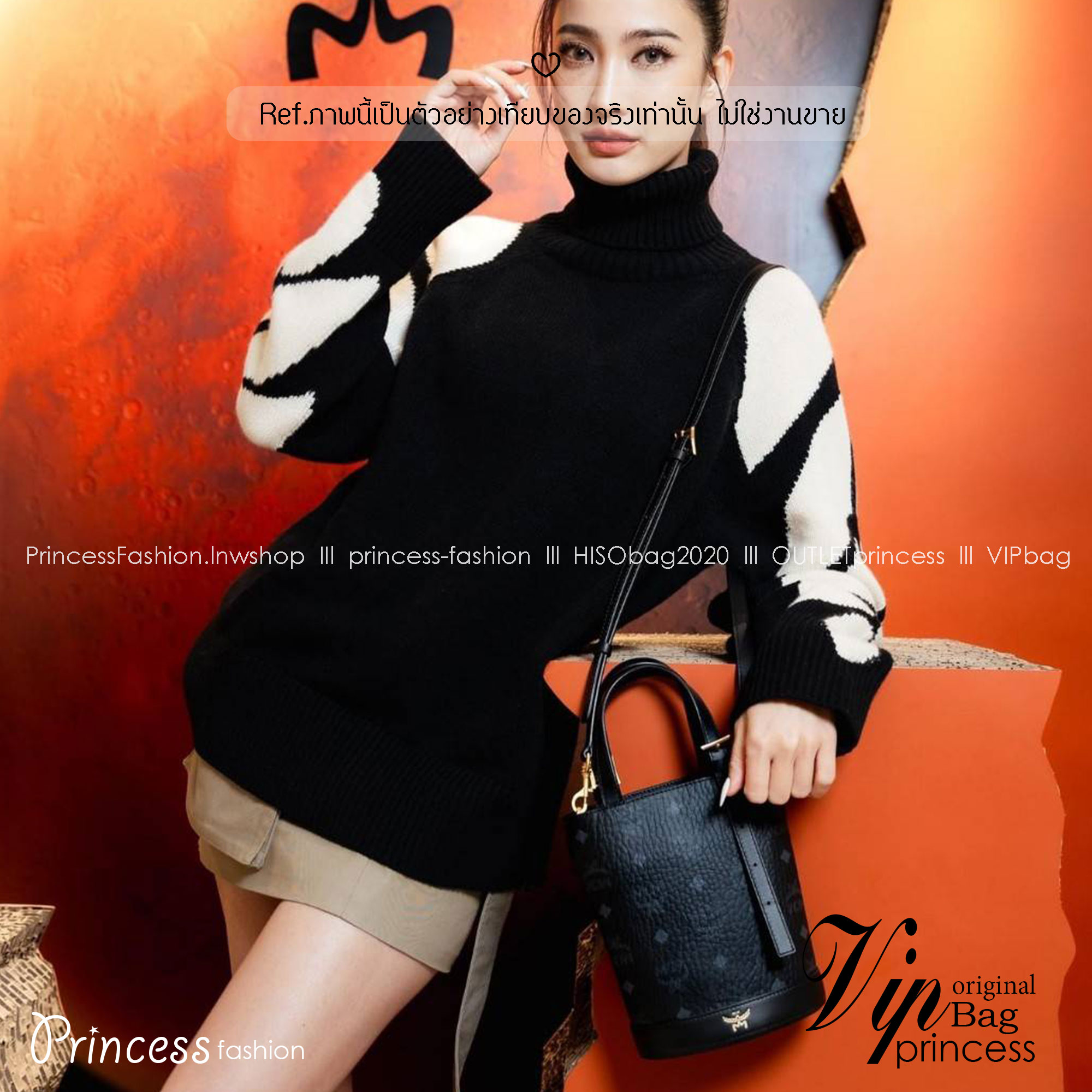 M.C.M AREN BUCKET TOTE IN VISETOS กระเป๋าทรงบัคเก็ต ขนาดกำลังสวย ไอเท็มใหม่ เกรดท็อปออริ 1:1 สลับแท้