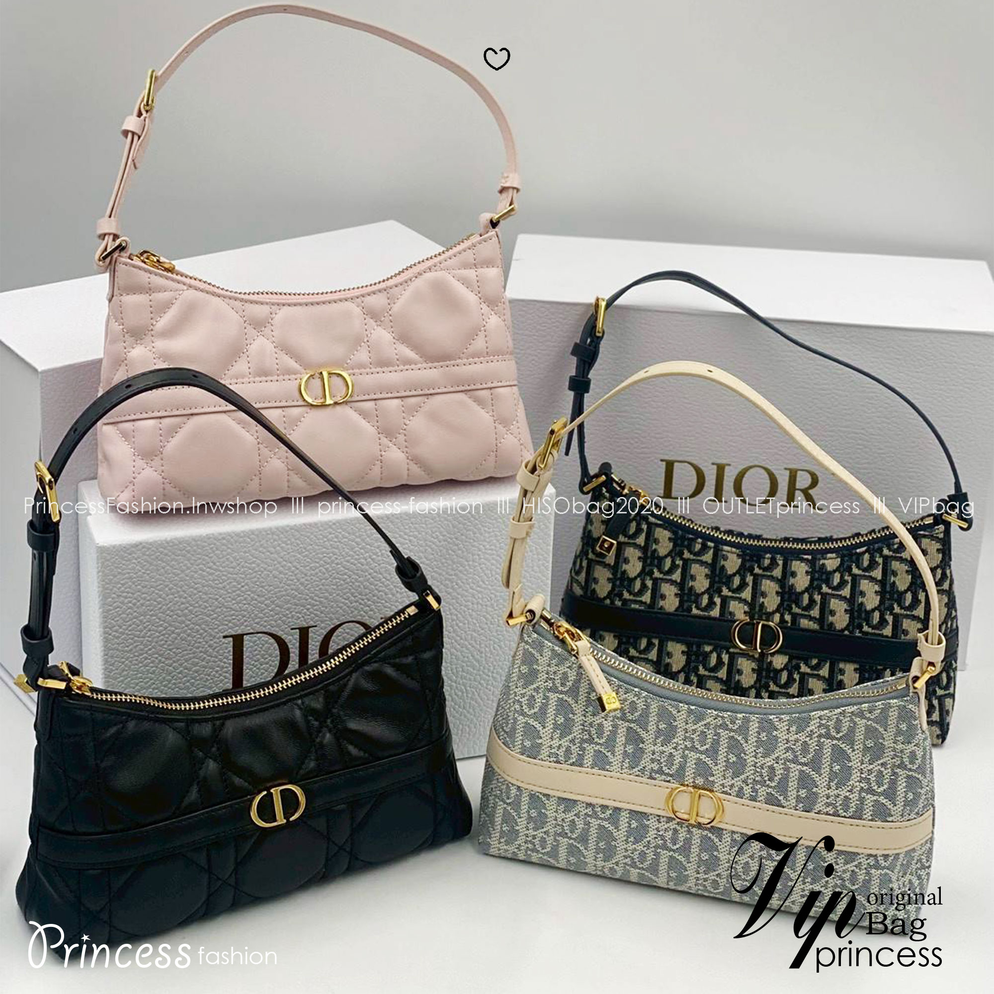 ORI หนังแท้ | DIOR Mini 30 Montaigne Cigale bag / DIOR Mini Miss Caro Cigale bag กระเป๋าสะพายไหล่ทรงโฮโบ ขนาดมินิเสริมไลน์ 30 Montaigne ด้วยรูปทรงทันสมัยและประณีตบรรจง