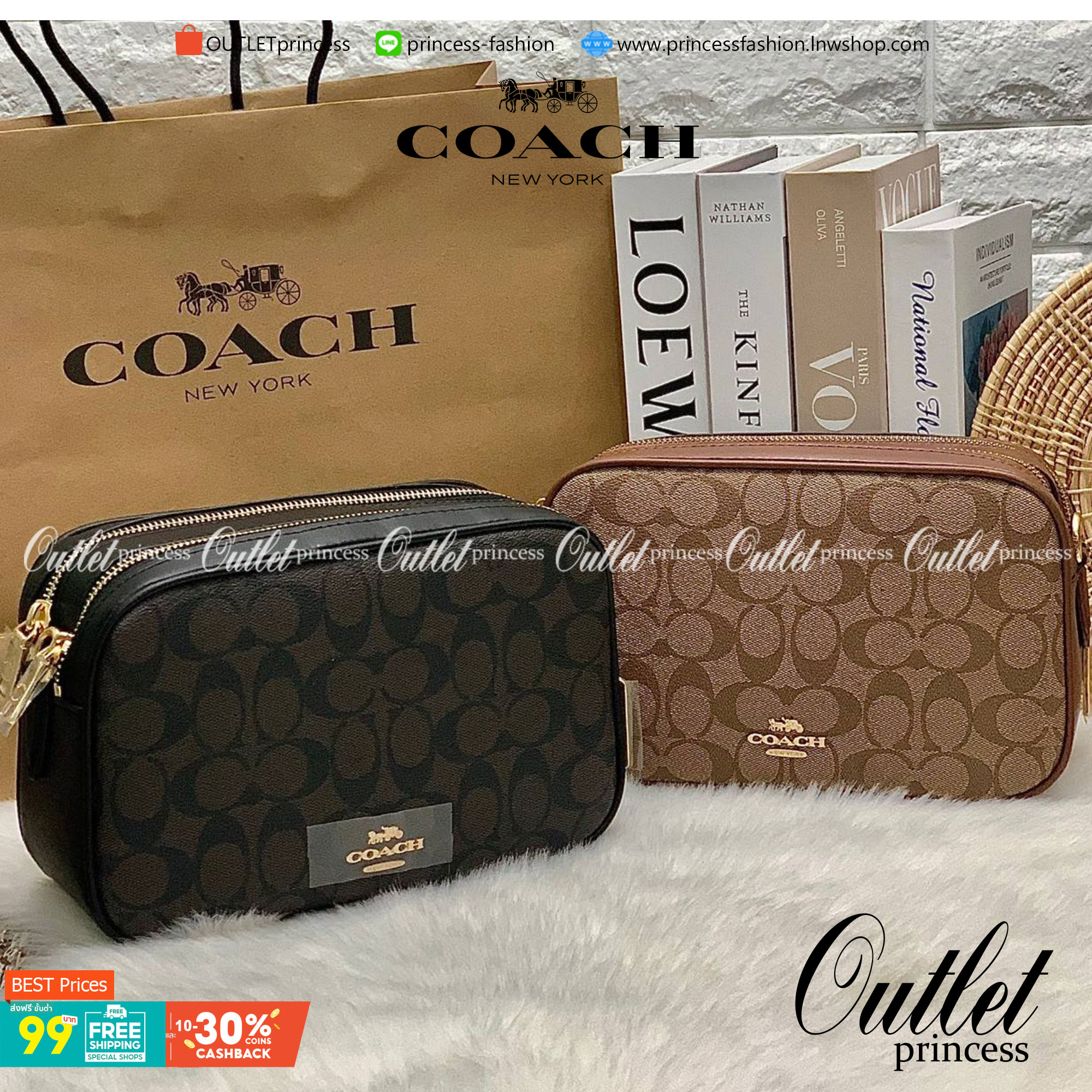 ใครรออยู่จัดเลยค่ะ มากี่รอบไม่พอจริงๆค่ะ😁 COACH JES CROSSBODY IN SIGNATURE BAG กระเป๋าสะพายข้าง//ครอสบอดี้ร์ วัสดุหนังแท้ หนังนิ่มทรงสวย 🔺อะไหล่ป้ายห้อยโลหะแบรนด์นะคะ กระเป๋าแบ่ง2ซิป แต่ละช่องกว้าง สามารถใส่กระเป๋าเงินใบยาวได้; ของจำเป็นได