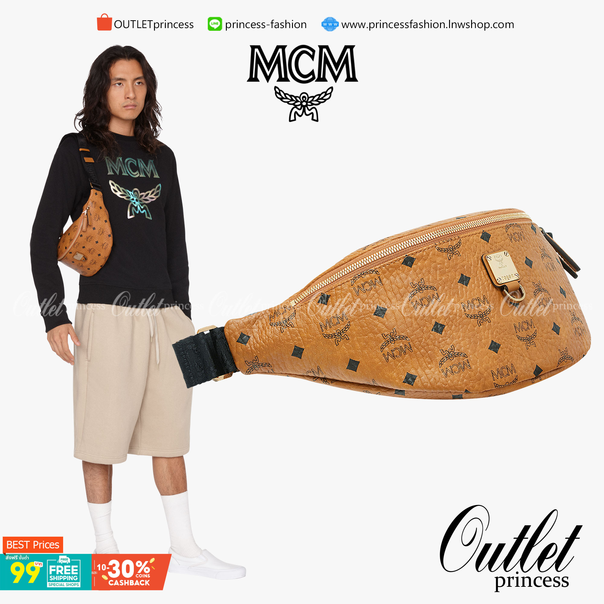 M.C.M FURSTEN BELT BAG IN VISETOS กระเป๋าคาดอกยอดฮิต หนุ่มๆสาวๆใช้ได้ไม่มีเบื่อ รุ่นขายดี ลายวิเซโต้เอกลักษณ์ ทั้งสปอร์ตและดูหรูในตัว ใช้งานง่าย ได้ทุกลุค วัสดุหนังแคนวาสคุณภาพดี มีช่องซิปหลัก และซิปด้านหลังกระเป๋า ภายในเป็นช่องโล่งบุผ้าซับอย่างดี รุ่น un